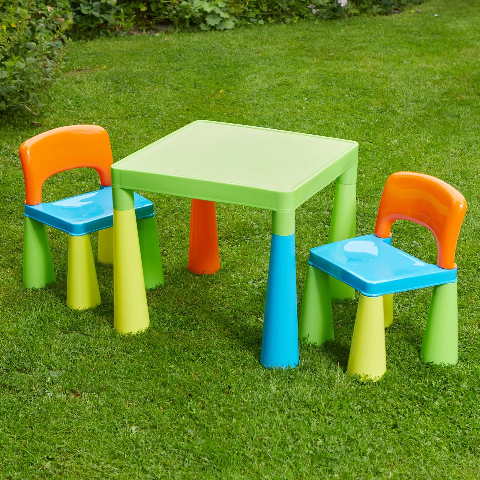Little Helper Table & Chairs (plastic) | Chunky & Funky Plastic Kid's | Children's Activity Table & 2 Chair Set | Multicoloured