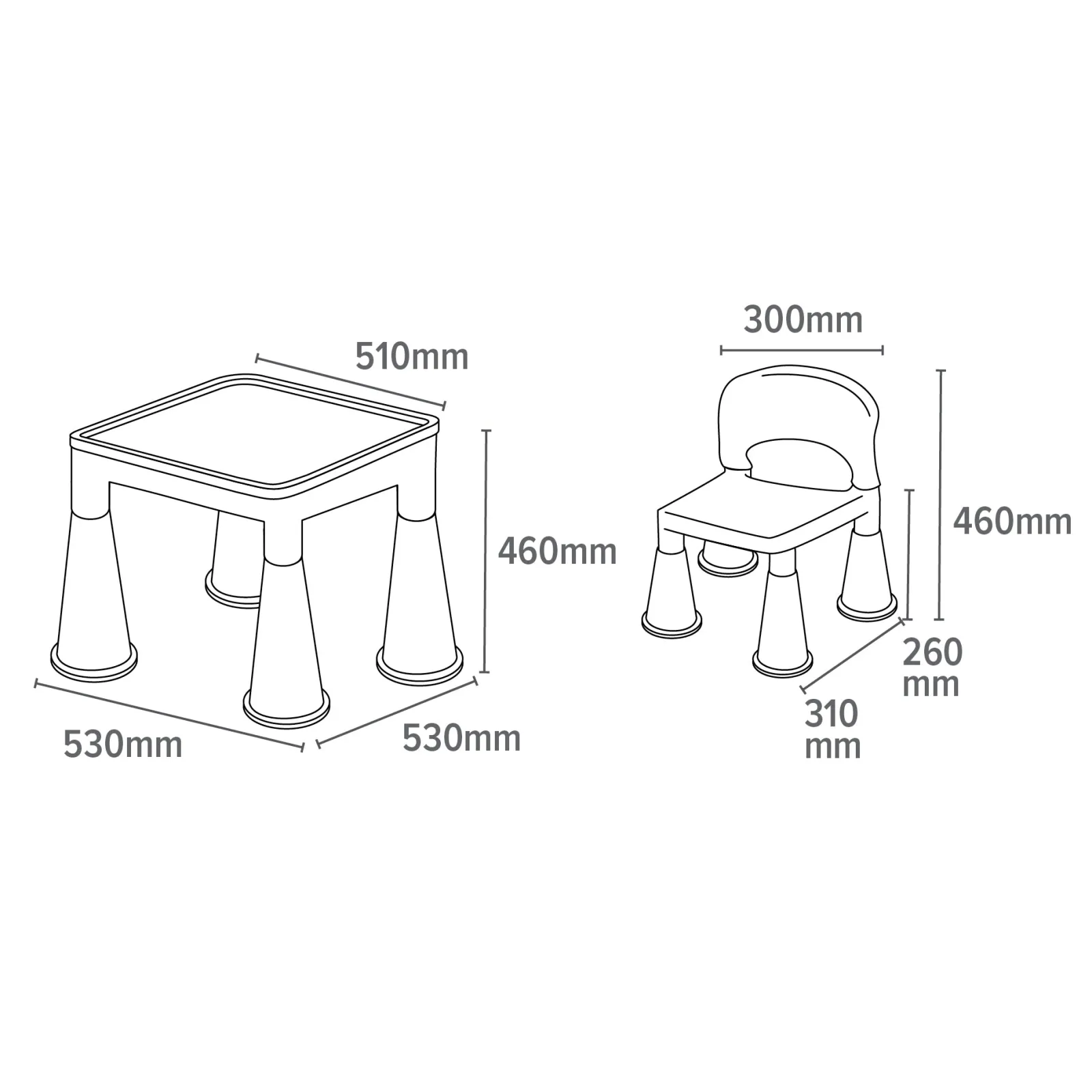 Little Helper Table & Chairs (plastic) | Chunky & Funky Plastic Kid's | Children's Activity Table & 2 Chair Set | Multicoloured