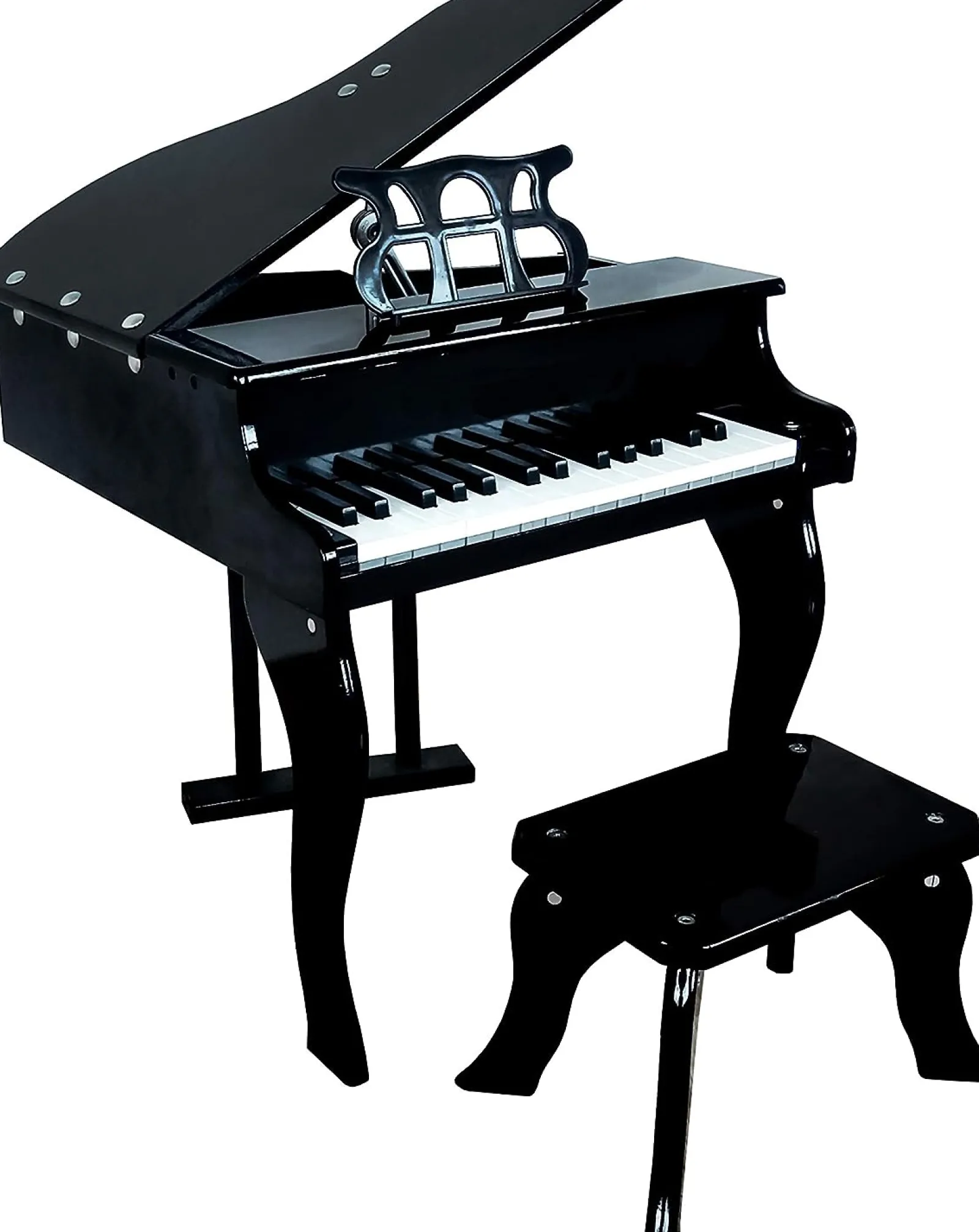 Little Helper Wooden Toys & Educational Toys | Baby Gifts | Classic 30 Keys Mini Wooden Grand Piano & Stool | Educational Musical Instrument | Black