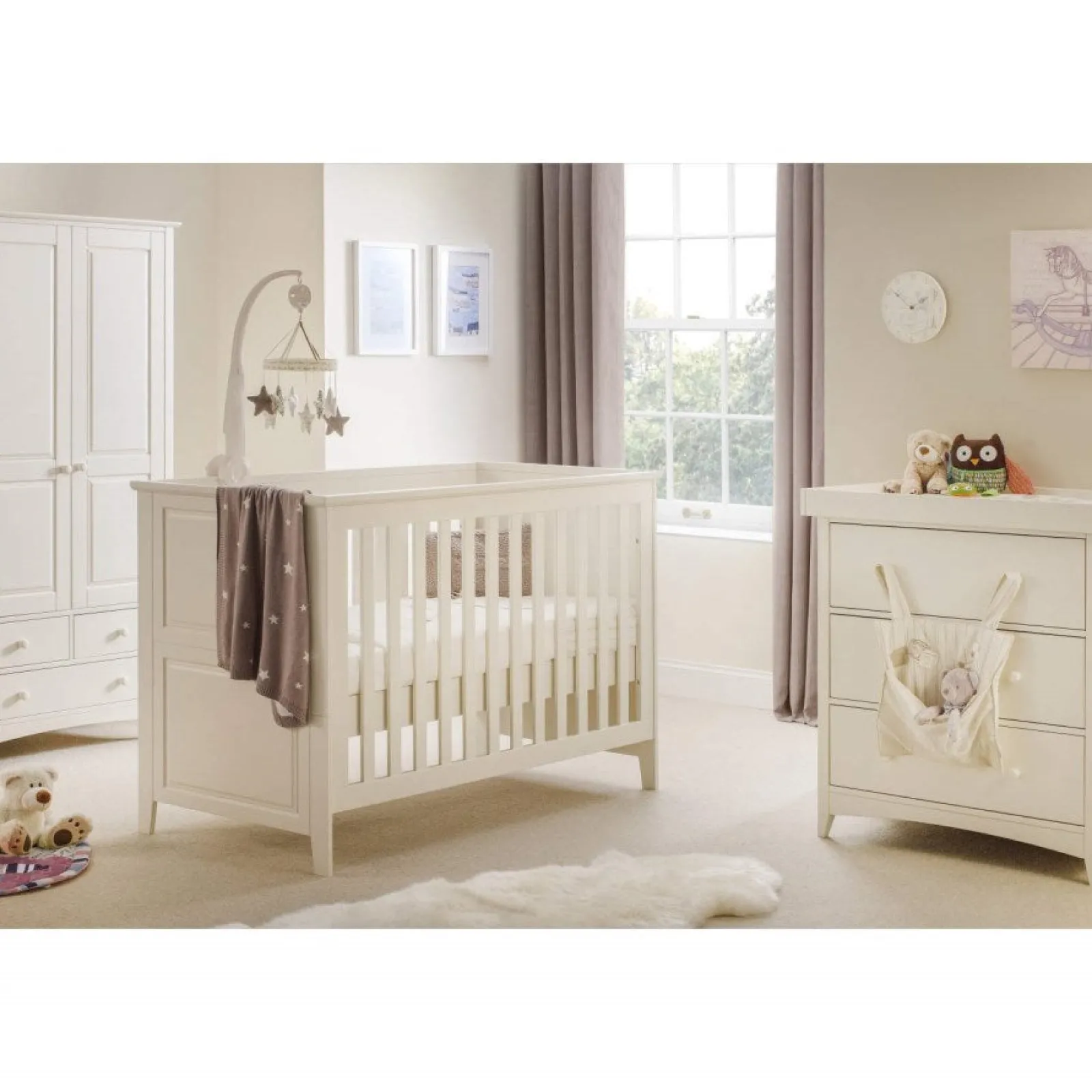 Little Helper Nursery Wardrobes | Classic Shaker Style Solid Pine 2 Door Nursery Wardrobe | Ivory White