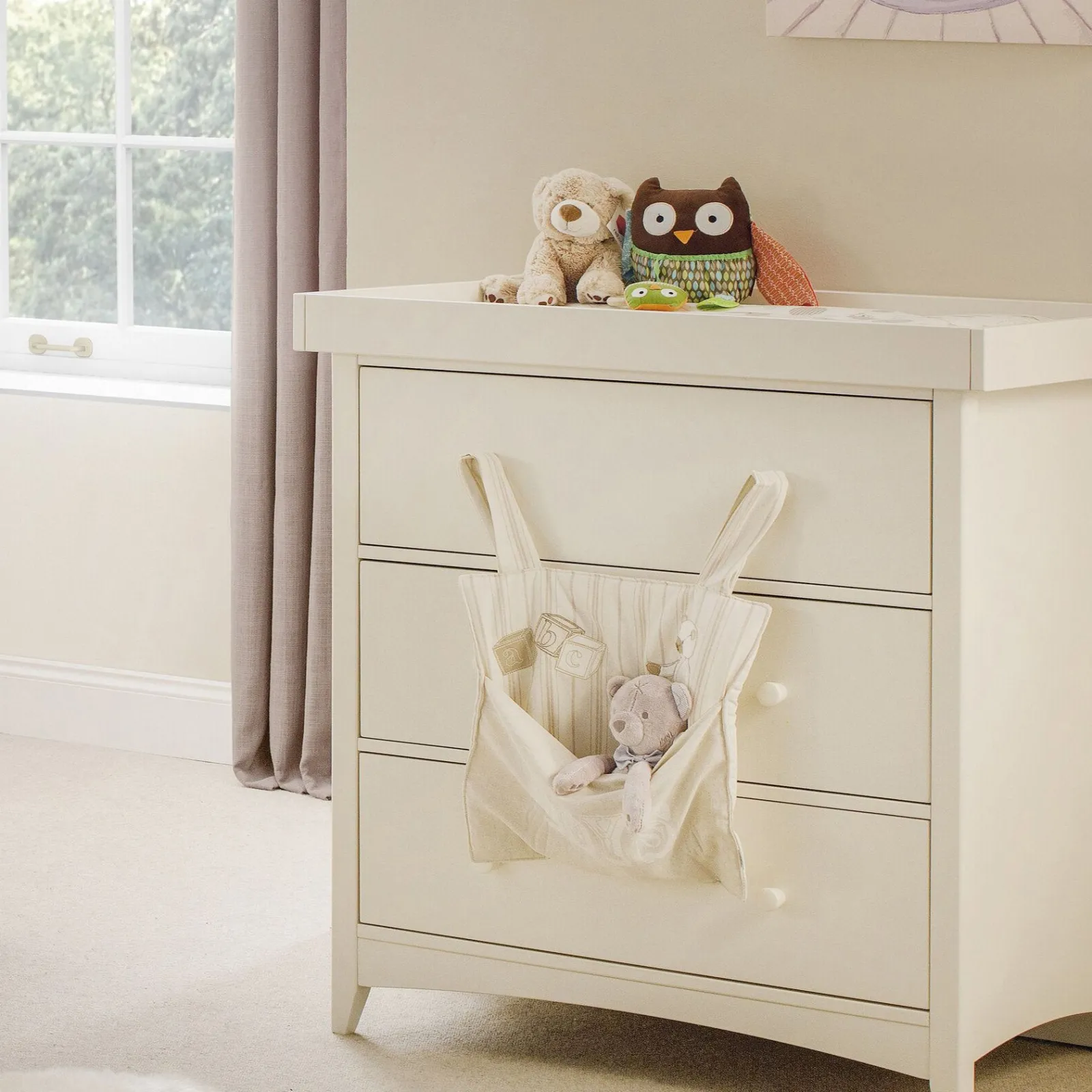 Little Helper Changing Units & Changing Tables & Dressers | Classic Shaker Style Solid Pine Baby Changing Unit | Chest of Drawers | Baby Dresser | vory