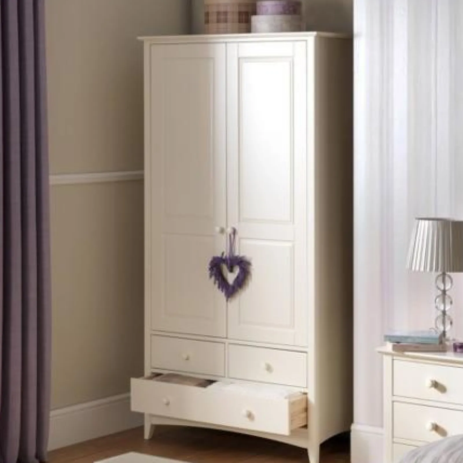 Little Helper Nursery Wardrobes | Classic Shaker Style Solid Pine Combination Wardrobe for Nurseries & Bedrooms - Ivory White