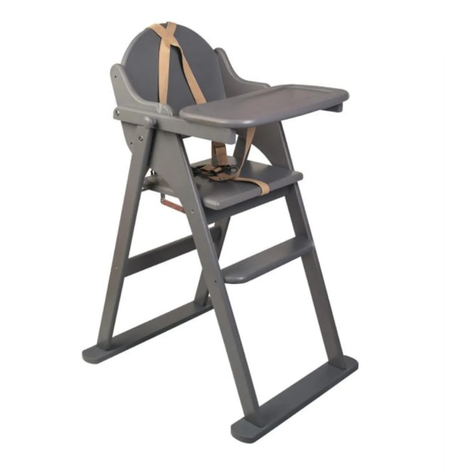 Little Helper High Chairs (wooden) | Classic Solid Eco Wood Space Saving | Easy Folding Highchair | 5 Point Harness | Dove Grey