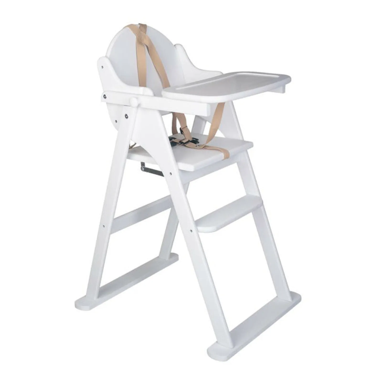 Little Helper High Chairs (wooden) | Classic Solid Wood Space Saving | Easy Folding Highchair | White