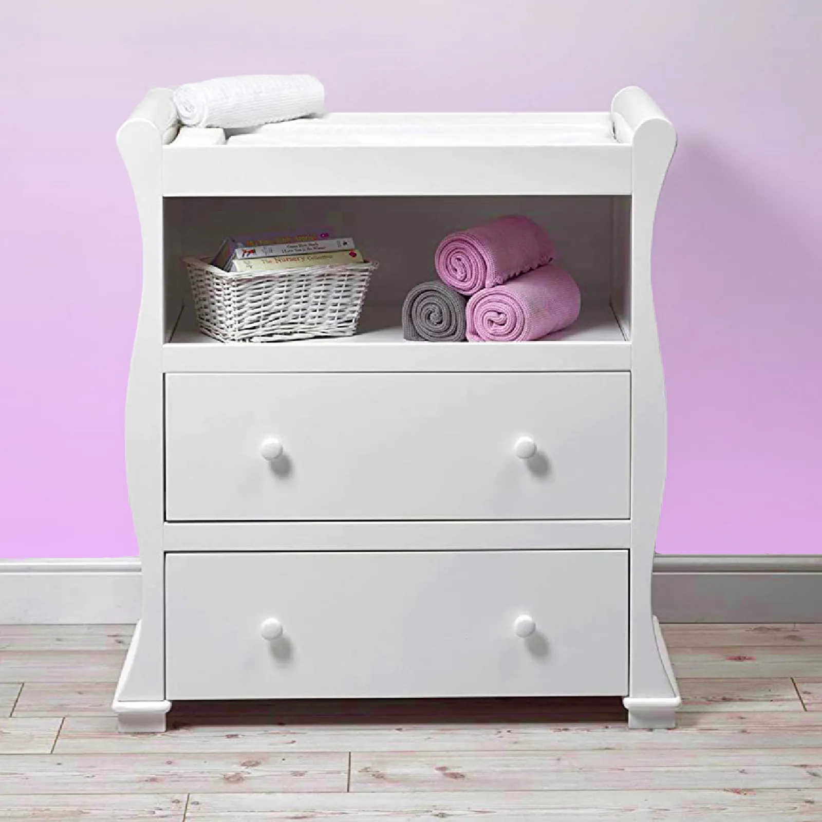 Little Helper Changing Units & Changing Tables & Dressers | Cocoon Wooden Chest of Drawers | Baby Changing Unit with Draws | Crisp White