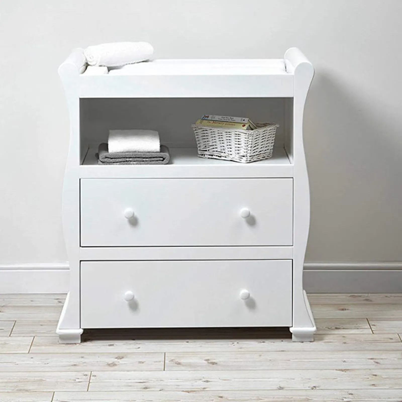 Little Helper Changing Units & Changing Tables & Dressers | Cocoon Wooden Chest of Drawers | Baby Changing Unit with Draws | Crisp White