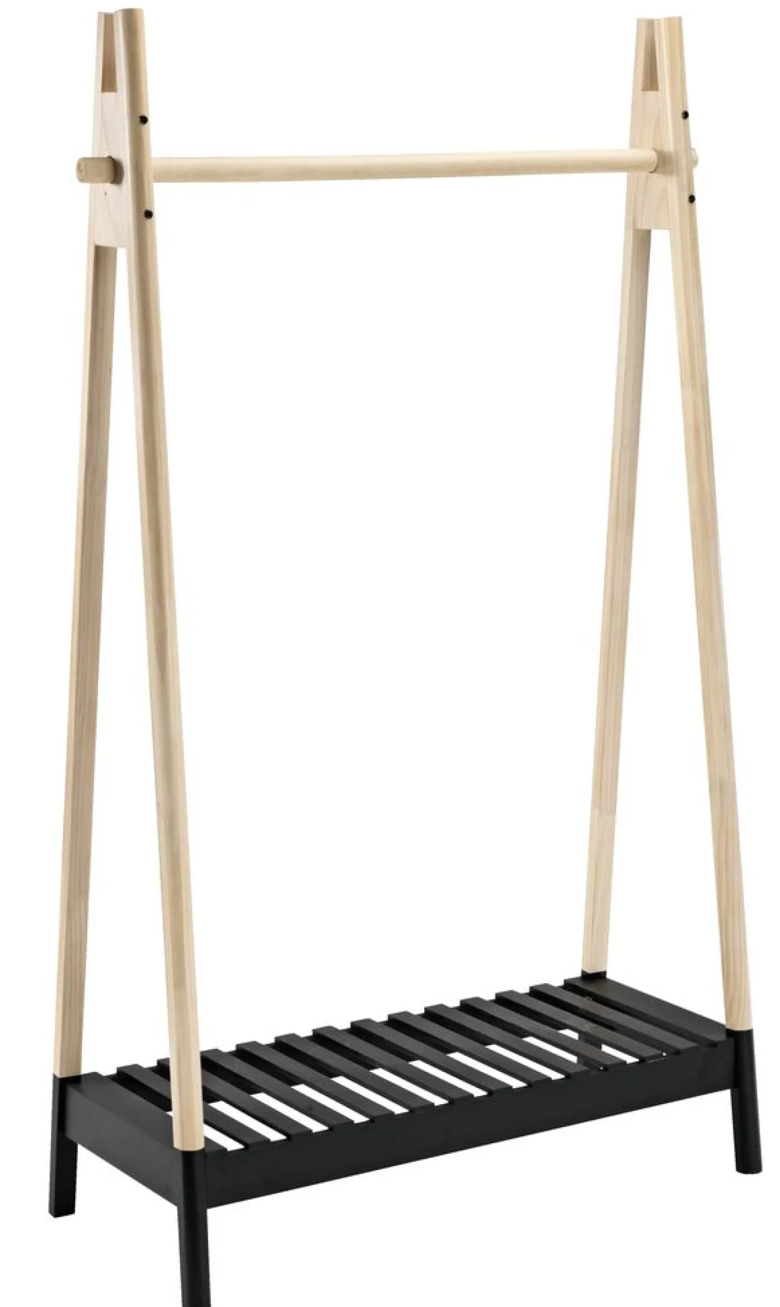 Little Helper Clothes Rail & Dressing Up Rails | Kids Clothes Rail | Contemporary eco-Conscious High Quality Clothes Rail with Shoe Rack | Natural & Black | 1.7m High