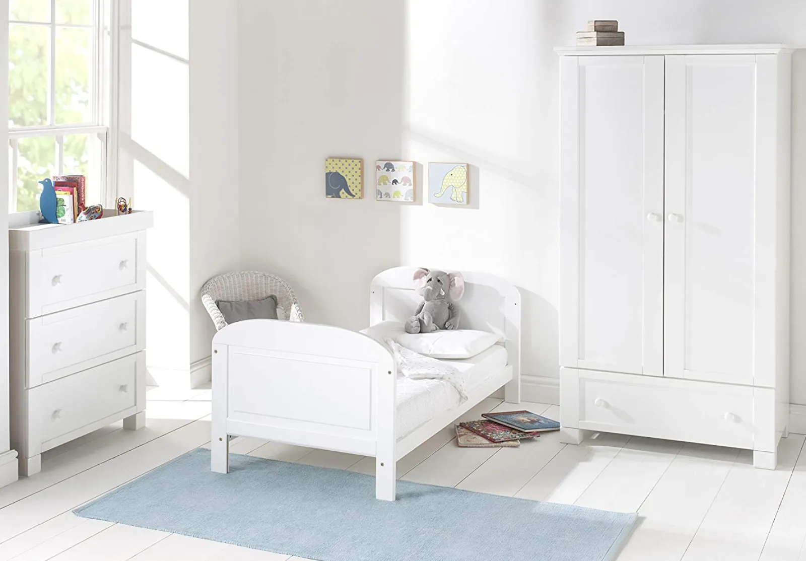 Little Helper Cot Beds | Cot Beds | Crescent Wooden Cot Bed | 2-in-1 Cot Bed | Pure White
