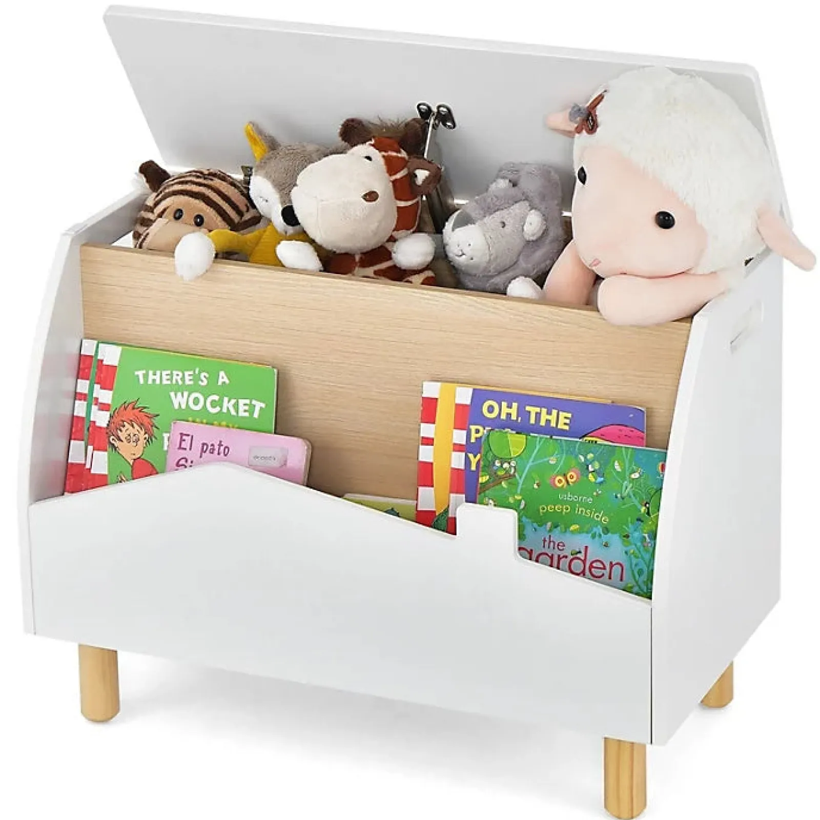 Little Helper Montessori Toys & Products | Toy Storage Units | Cute 3-in-1 Montessori Toy Box | Bench Seat | Book Shelf | Pistachio Green