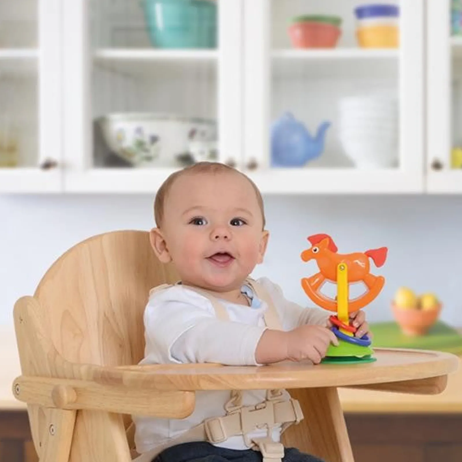 Little Helper High Chairs (wooden) | Deluxe Eco Conscious Solid Wood Space Saving | Easy Folding Highchair | 5 Point Harness | Beech