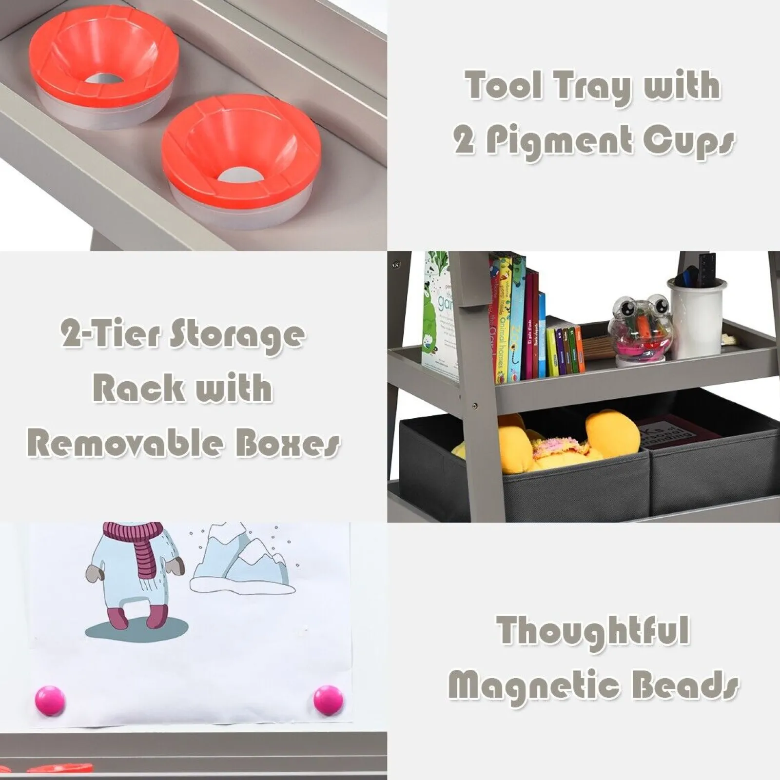 Little Helper Easels & Accessories | Kids Easels & Accessories | Deluxe Eco Easel | Double Sided Whiteboard & Chalkboard Painting Easel with Paper Roll | 2 Storage Boxes | Earl Grey
