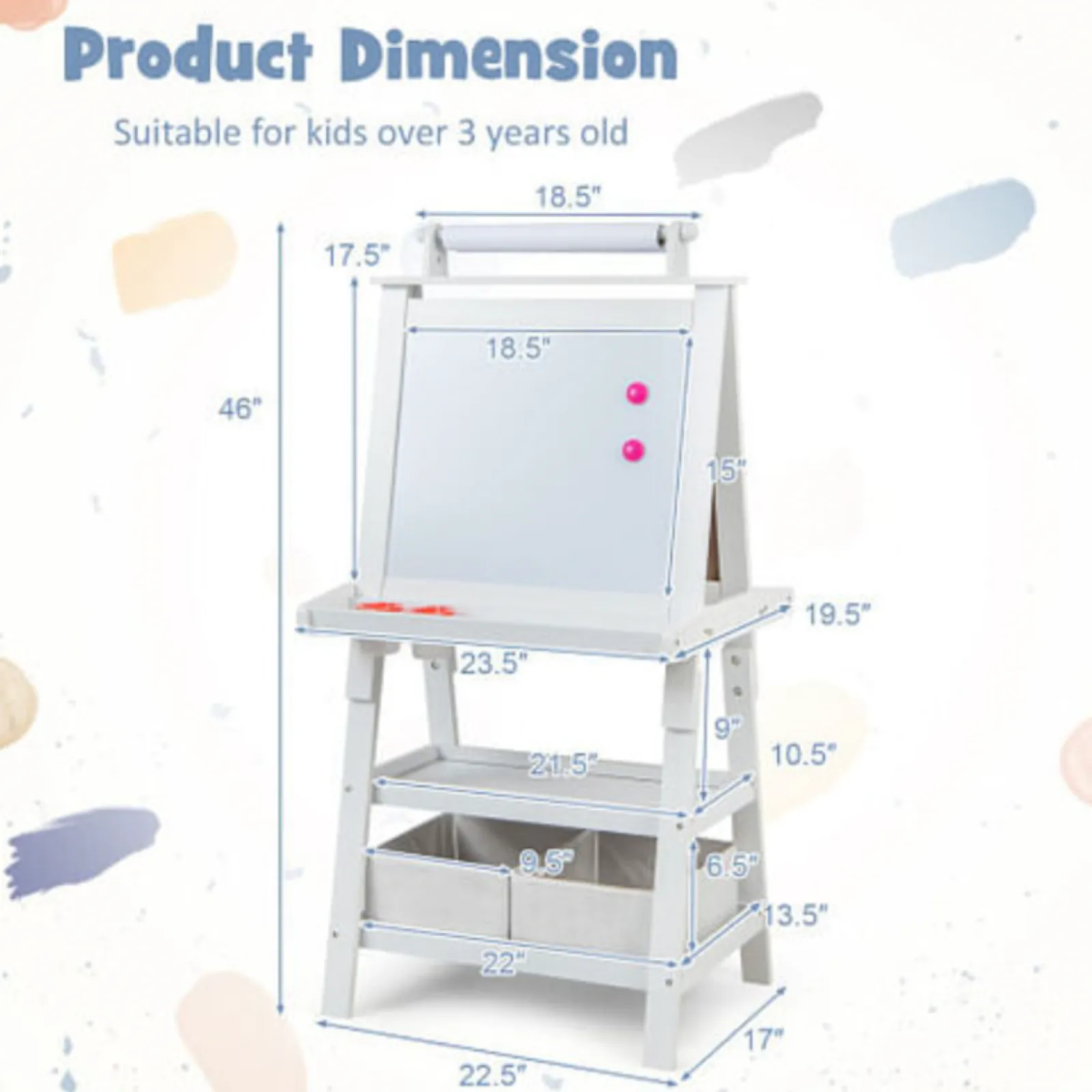 Little Helper Easels & Accessories | Kids Easels & Accessories | Deluxe Eco Easel | Double Sided Whiteboard & Chalkboard Painting Easel with Paper Roll | 2 Storage Boxes | White