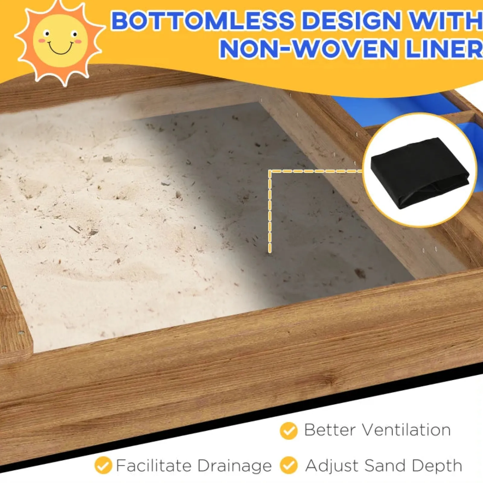 Little Helper Sand & Water Table & Sandpits & Mud Kitchens | Toy Kitchens | Deluxe Eco Fir Wood Sandpit & Mud Kitchen | Blackboard | Canopy | 3-7 Years