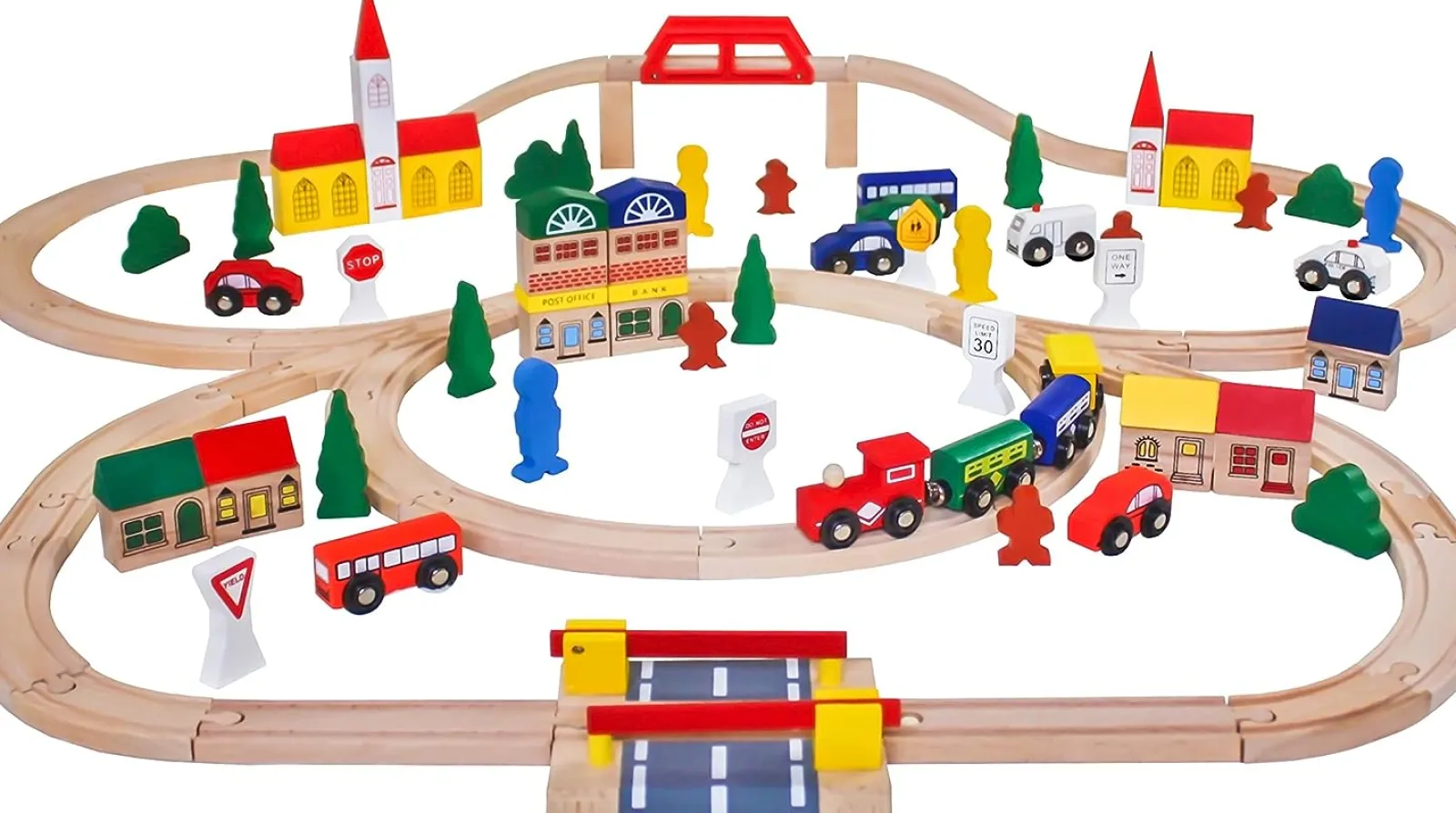 Little Helper Wooden Toys & Educational Toys | Role Play Toys & Pretend Play | Deluxe Eco-Conscious 100 Piece Large Wooden Train Set | Design Your Own Tracks | 3 Years+