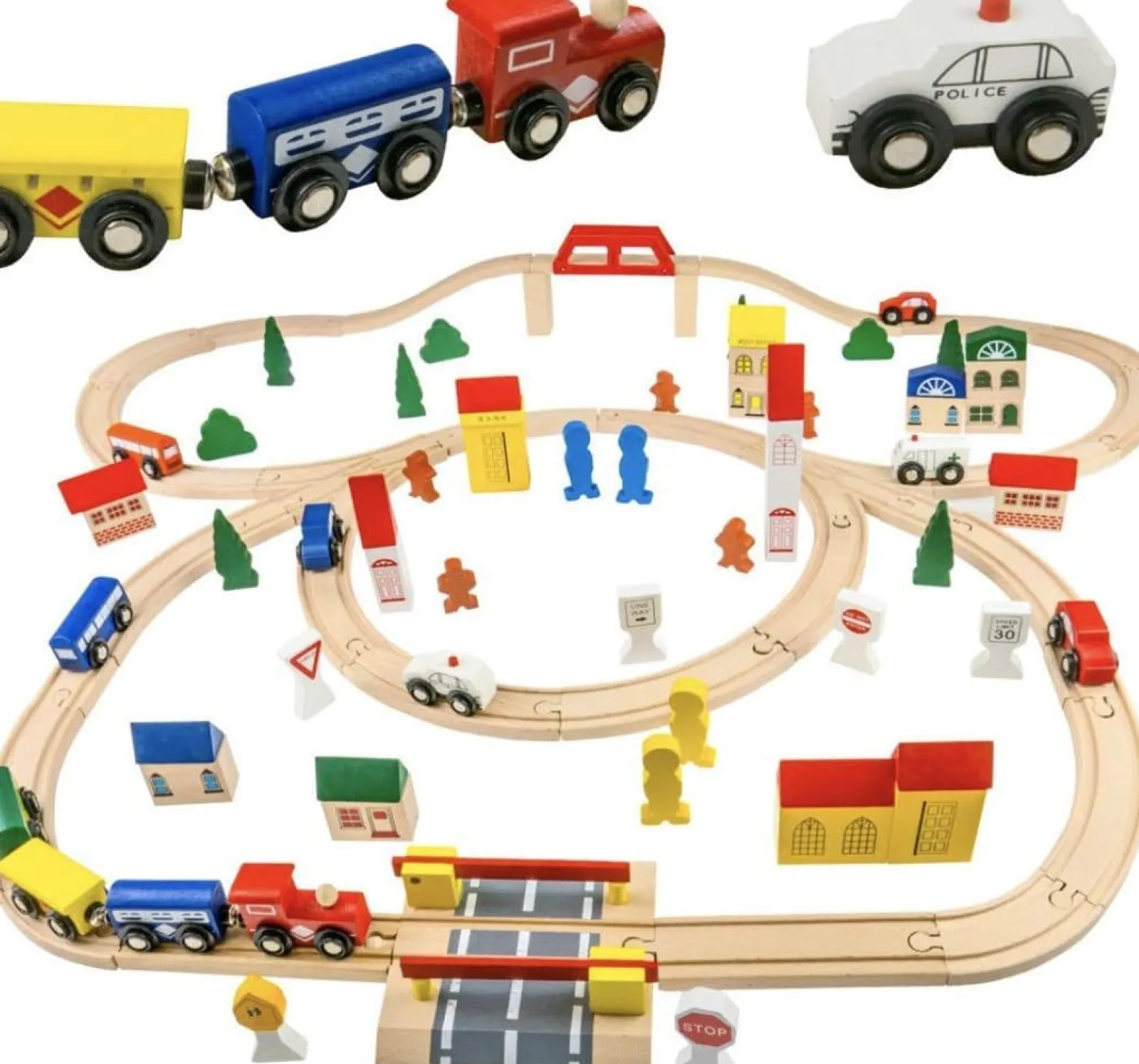 Little Helper Wooden Toys & Educational Toys | Role Play Toys & Pretend Play | Deluxe Eco-Conscious 100 Piece Large Wooden Train Set | Design Your Own Tracks | 3 Years+