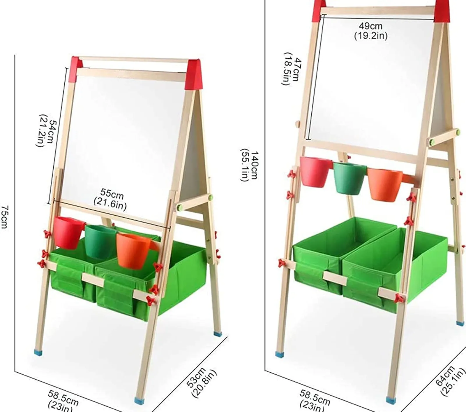 Little Helper Kids Arts & Crafts & Accessories | Easels & Accessories | Deluxe Height Adjustable Kids Eco-Pine Easel | Blackboard Magnetic Whiteboard with 30 pc Accessory Kit | Storage | 3-10 Years