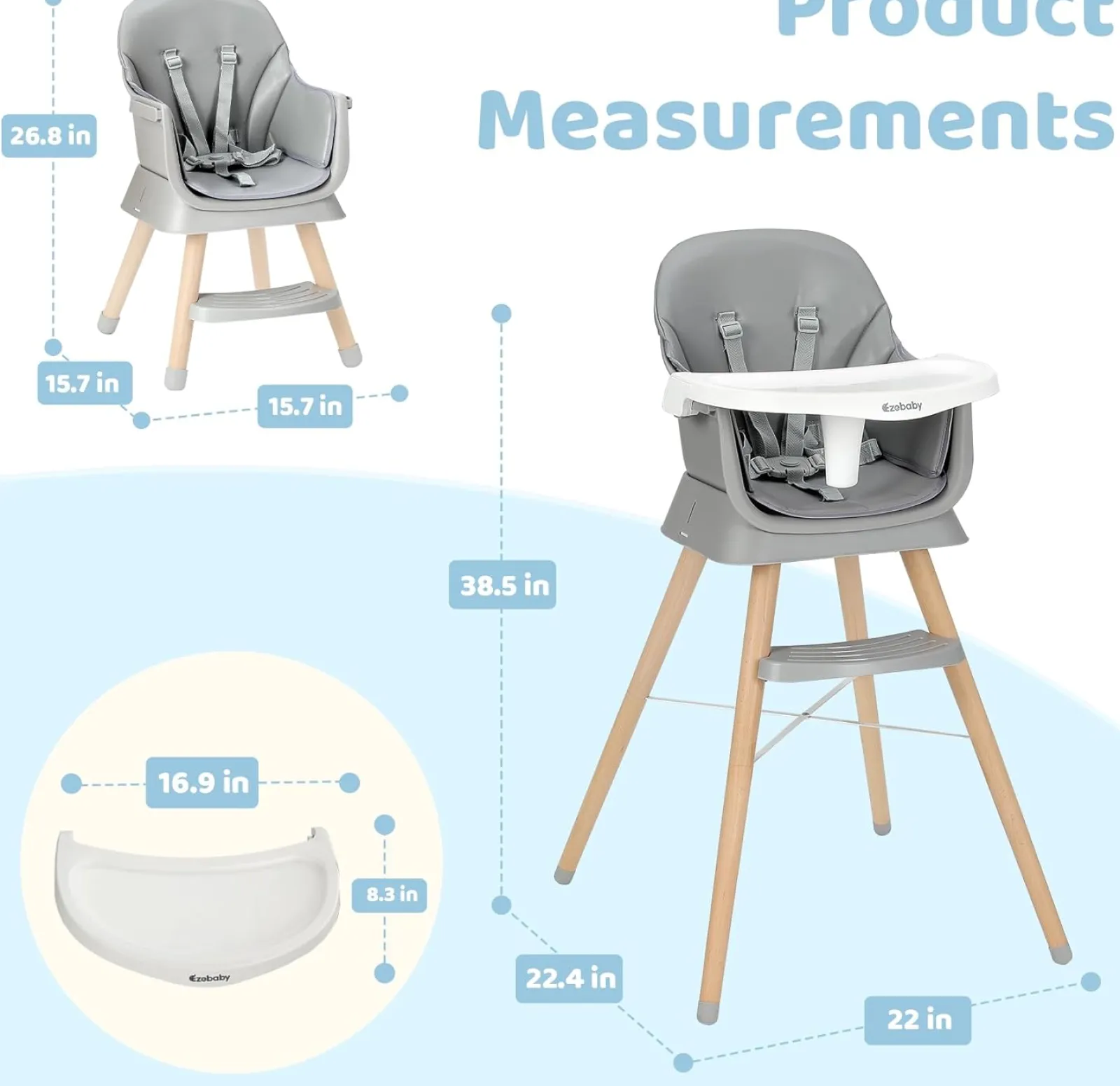 Little Helper High Chairs (wooden) | High Chairs (combination) | Deluxe 6-in-1 High Chair | Booster | Stool | Low Chair | Grey or Cream | 6m - 99 years