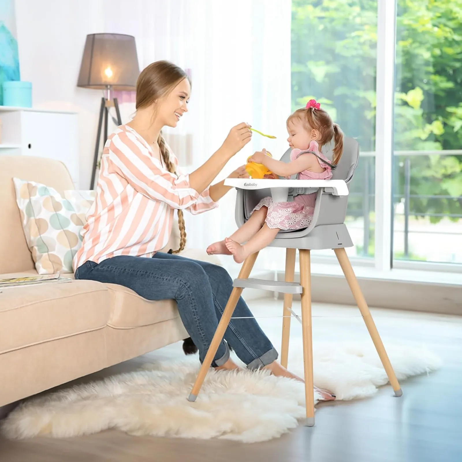 Little Helper High Chairs (wooden) | High Chairs (combination) | Deluxe 6-in-1 High Chair | Booster | Stool | Low Chair | Grey or Cream | 6m - 99 years