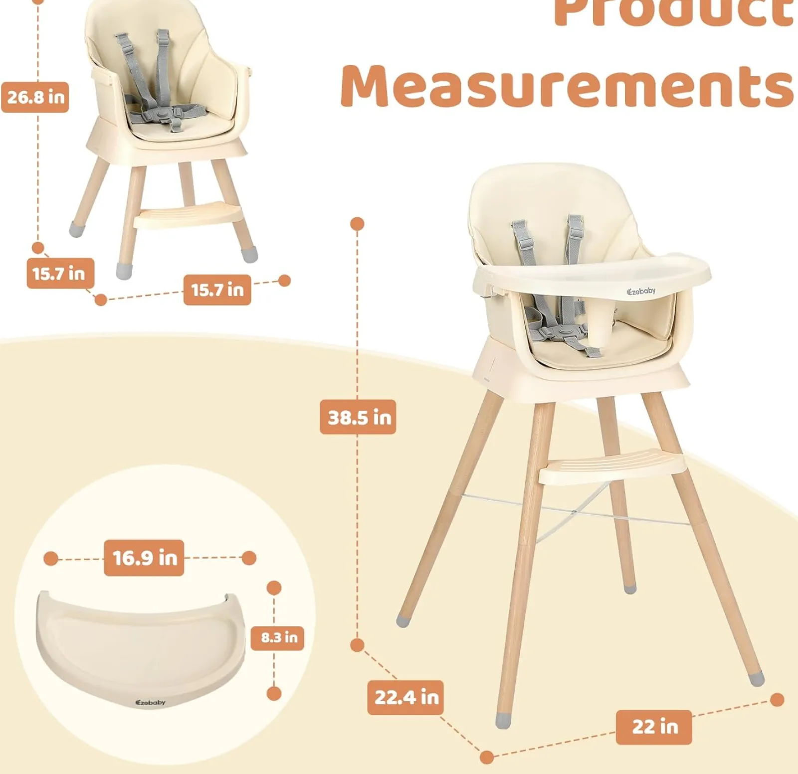 Little Helper High Chairs (wooden) | High Chairs (combination) | Deluxe 6-in-1 High Chair | Booster | Stool | Low Chair | Grey or Cream | 6m - 99 years