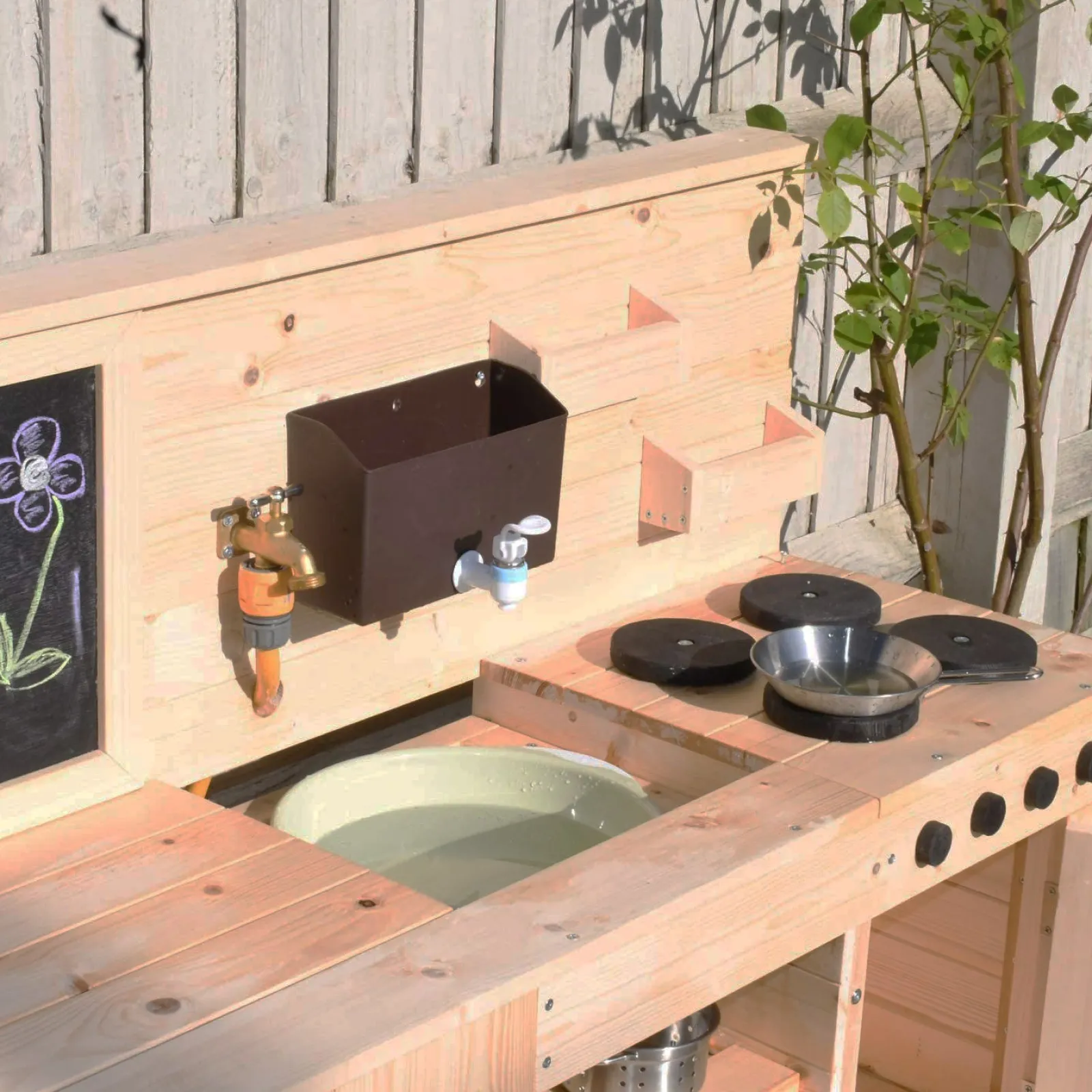 Little Helper Sand & Water Table & Sandpits & Mud Kitchens | Role Play Toys & Pretend Play | Deluxe Large Heavy Duty Montessori Wooden Kids Mud Kitchen | Outdoor Toy Kitchen | 18m+