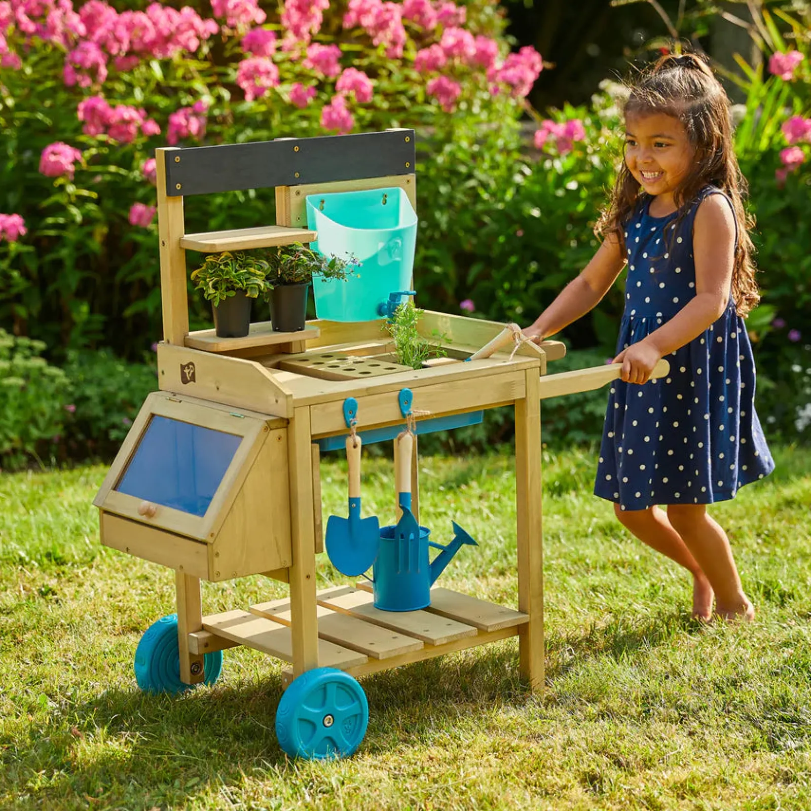 Little Helper Sand & Water Table & Sandpits & Mud Kitchens | Toy Kitchens | Deluxe Montessori Eco & FSC Natural Wood 2-in-1 Mud Kitchen | Potting Bench | 3 Years+