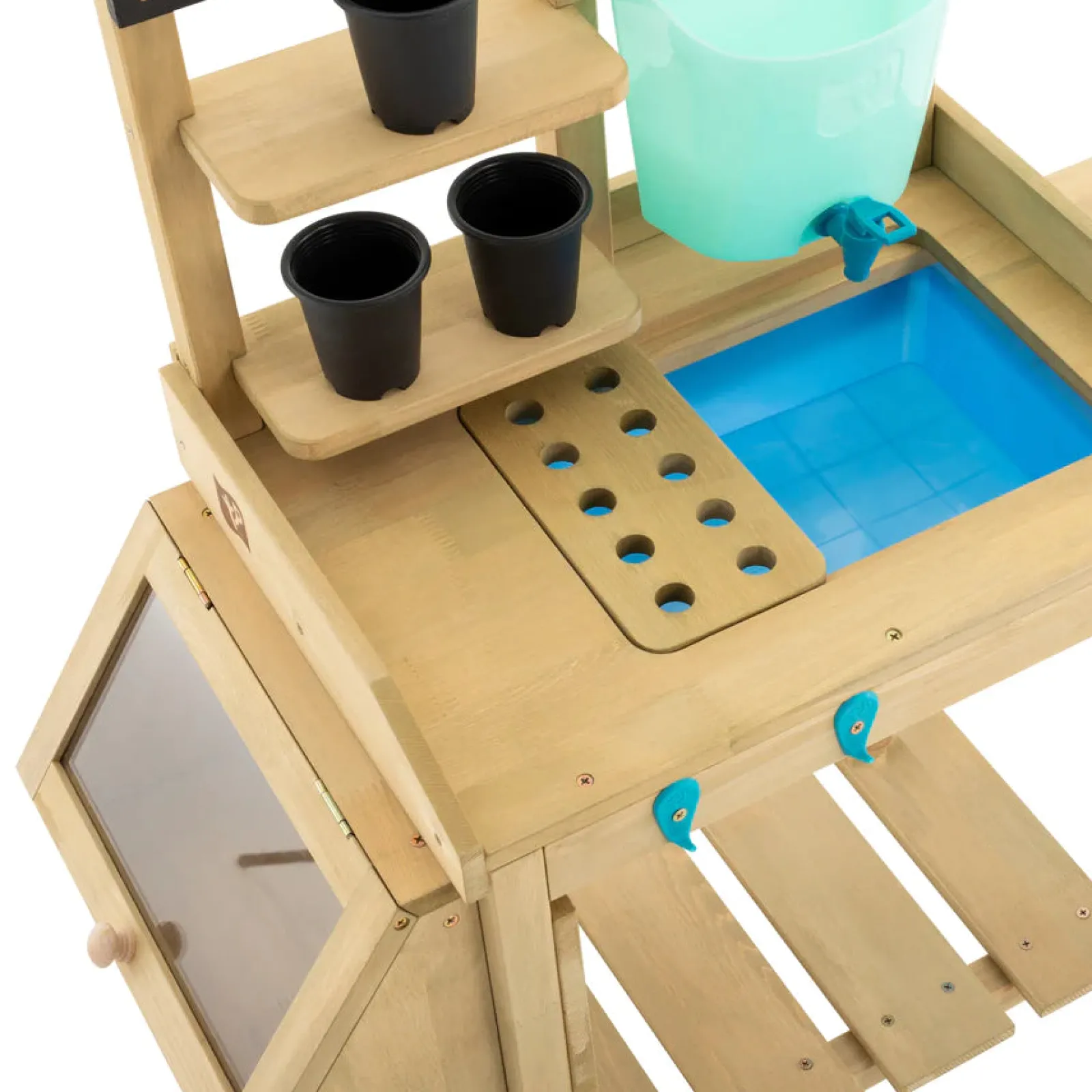 Little Helper Sand & Water Table & Sandpits & Mud Kitchens | Toy Kitchens | Deluxe Montessori Eco & FSC Natural Wood 2-in-1 Mud Kitchen | Potting Bench | 3 Years+