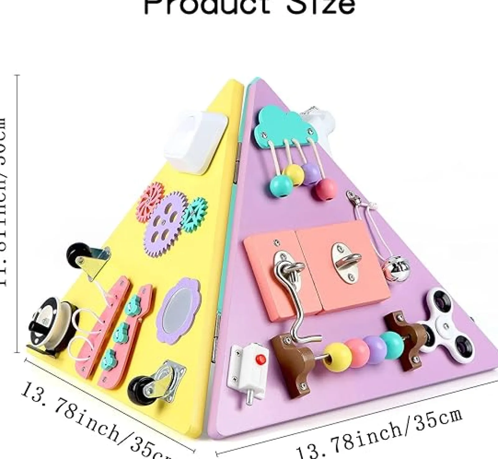 Little Helper Wooden Toys & Educational Toys | Deluxe Montessori Eco Wooden Sensory Busy Board | Learning Activity Toy | Pastels