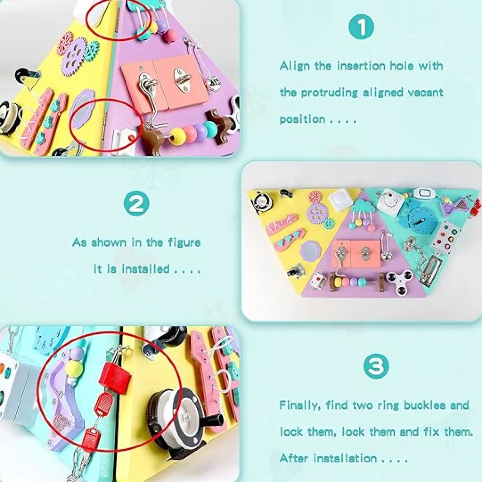 Little Helper Wooden Toys & Educational Toys | Deluxe Montessori Eco Wooden Sensory Busy Board | Learning Activity Toy | Pastels