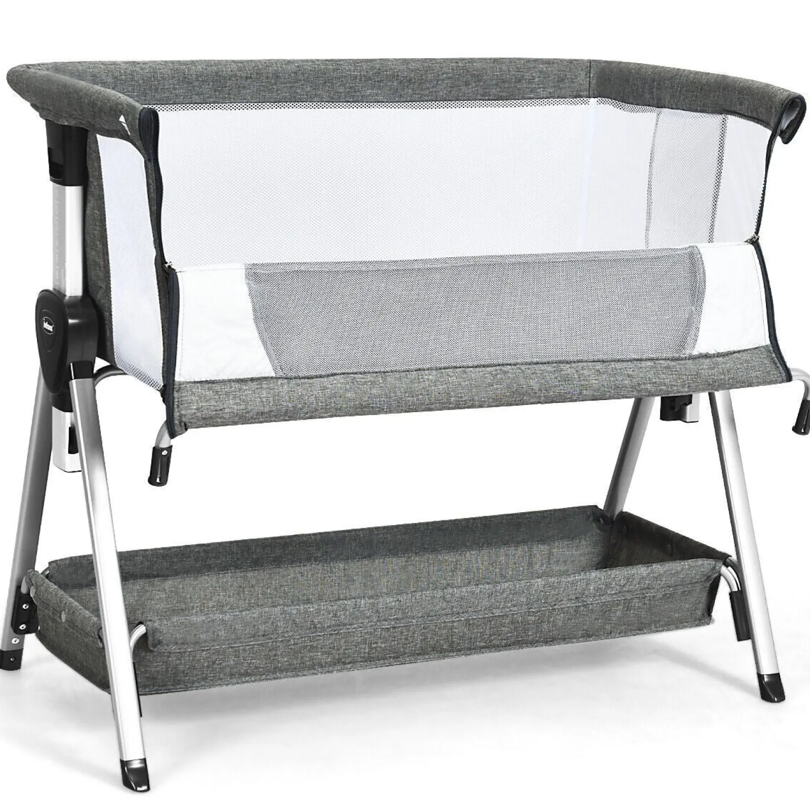 Little Helper Travel Cots & Travel Beds | Travel Cots | Deluxe Next-to-Me Baby Crib | Linen with Breathable Mesh | 7 Adjustable Heights | Wheels | 0-12m