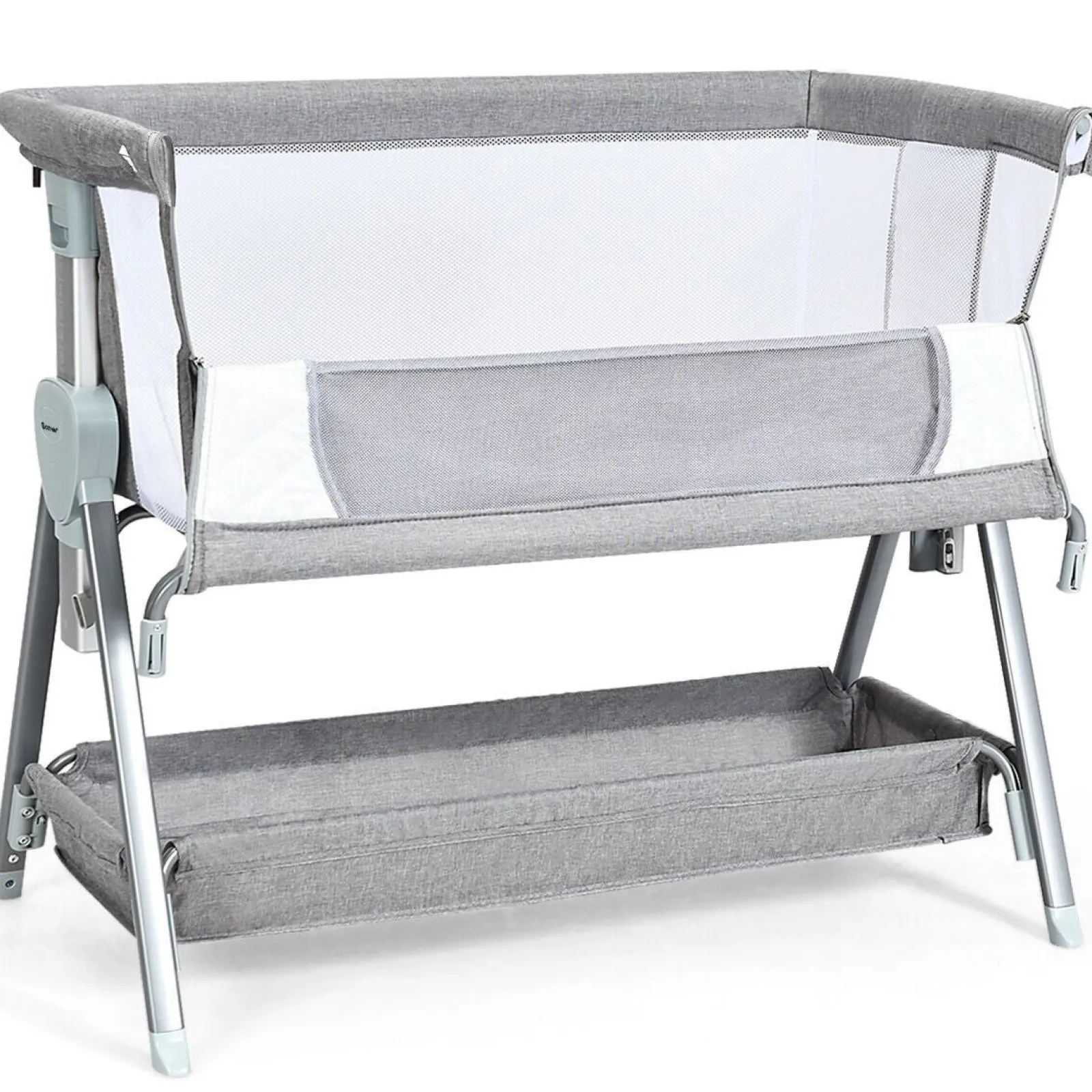 Little Helper Travel Cots & Travel Beds | Travel Cots | Deluxe Next-to-Me Baby Crib | Linen with Breathable Mesh | 7 Adjustable Heights | Wheels | 0-12m
