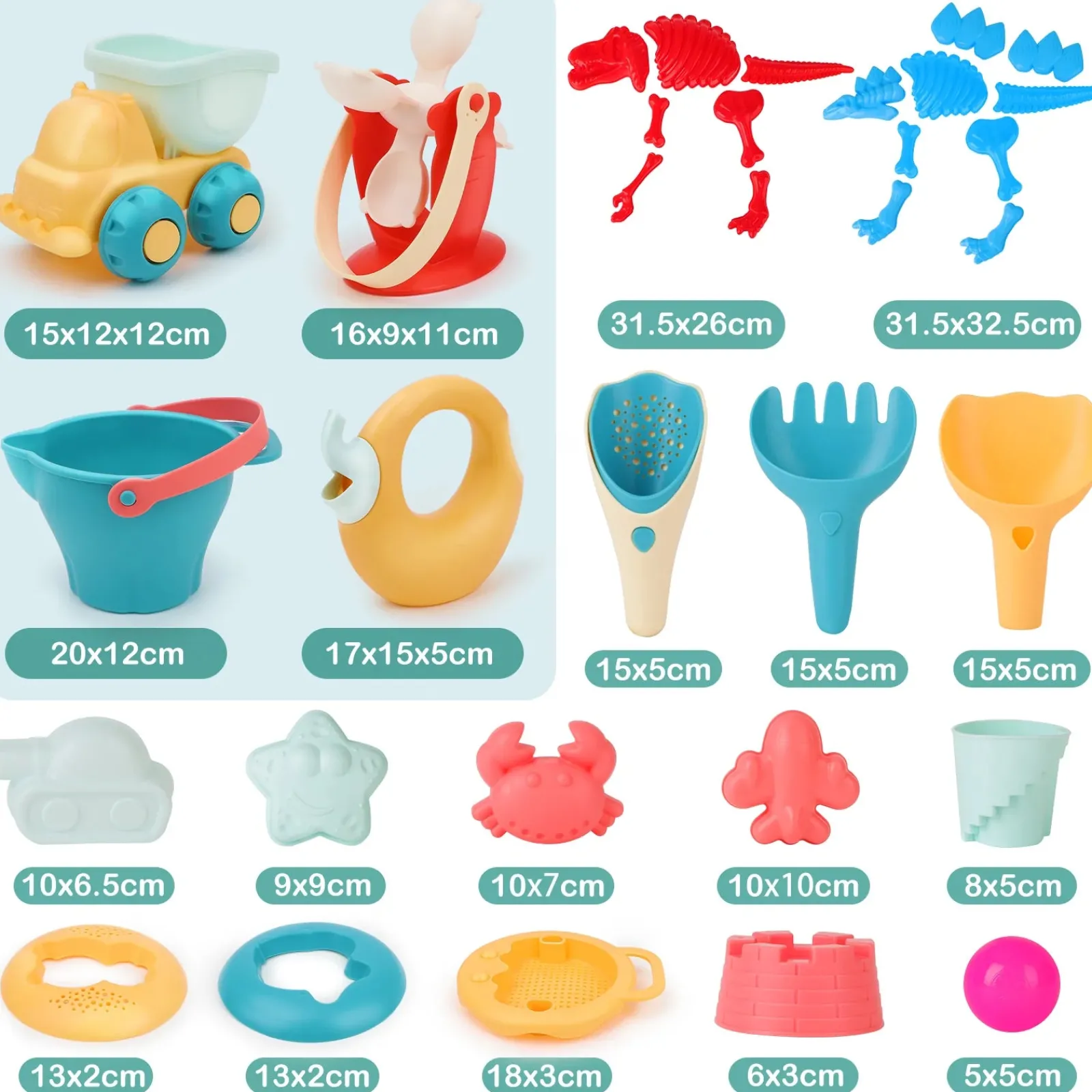 Little Helper Sand & Water Table & Sandpits & Mud Kitchens | Montessori Toys & Products | Deluxe Set Eco-Friendly 19pc Bucket & Spade Set | Waterwheel | Outdoor Kids Toys for Sand Pit | 3 years+