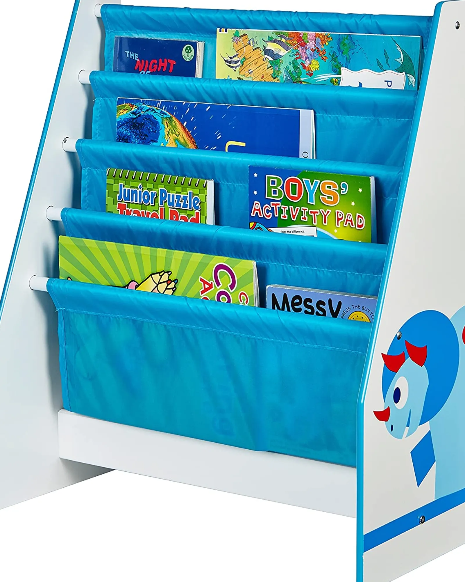Little Helper Bookcases & Kids Bookshelves | Kids Bookcases & Kids Bookshelves | Diddi Dino Kids Bookcase | Sling Bookcase | Storage with Deep Canvas Pockets