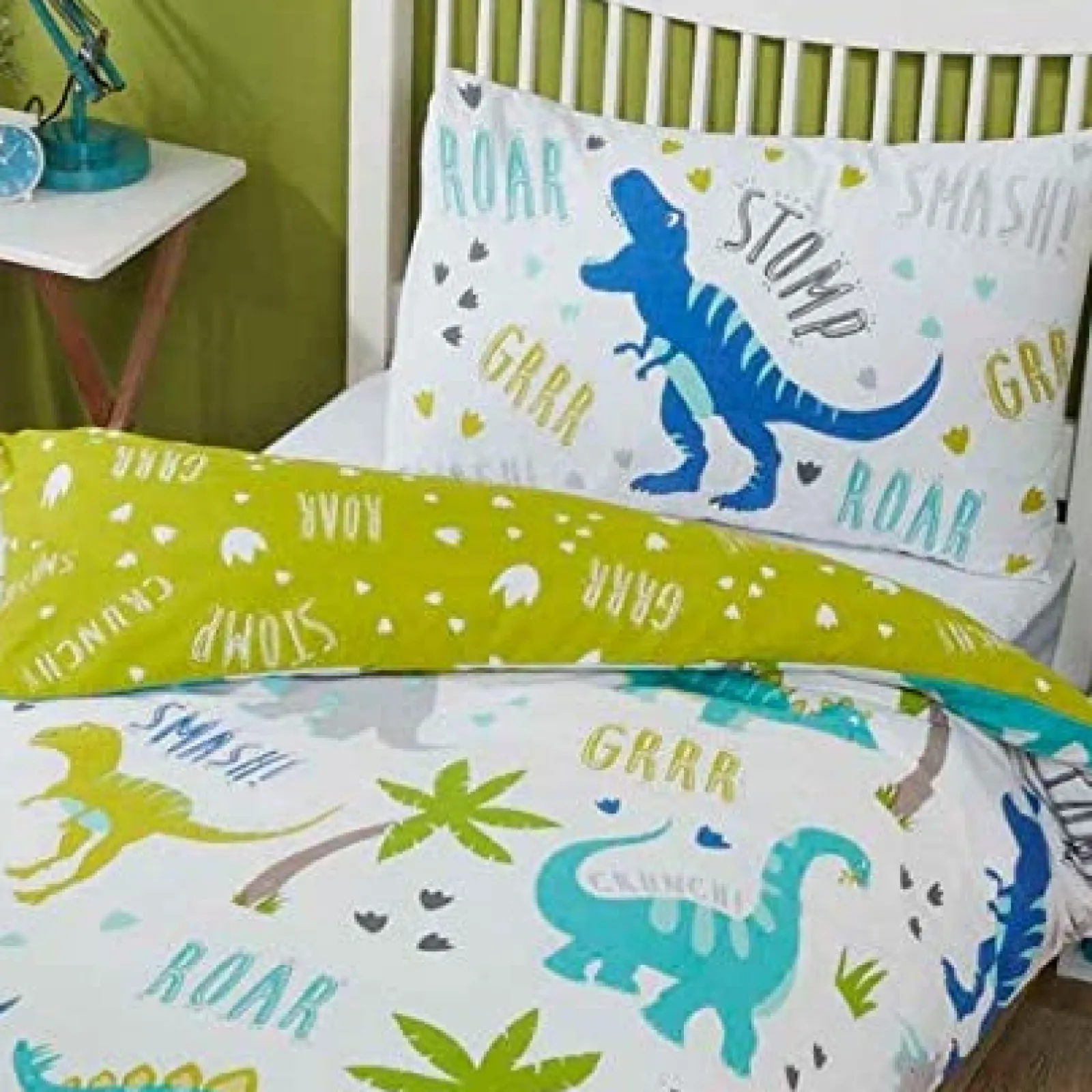 Little Helper Kids Bedding | Diddi Dino Toddlers Bedding | Children's Bedding Sets | Single Bed Duvet Cover & Pillowcase Set