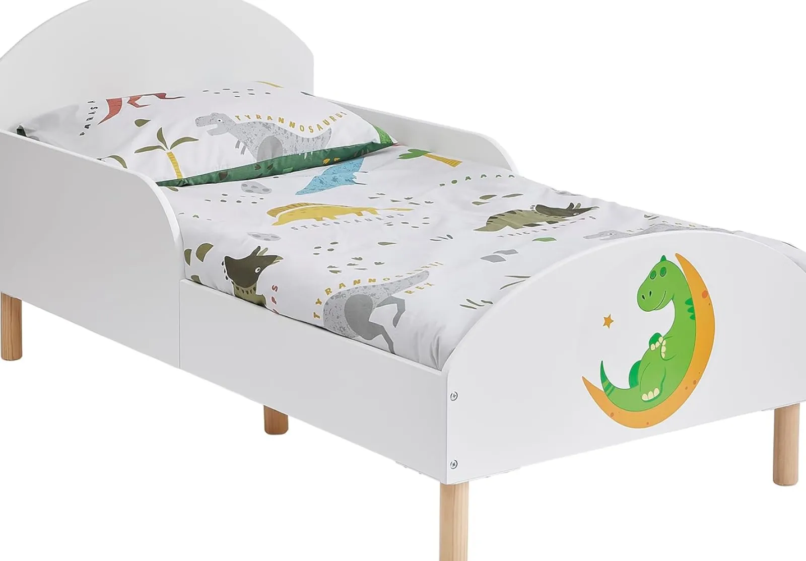 Little Helper Toddler Beds & Childrens Single Beds | Dinosaur Children's Bed with Side Protectors | Toddler Bed | 18m - 5 Years