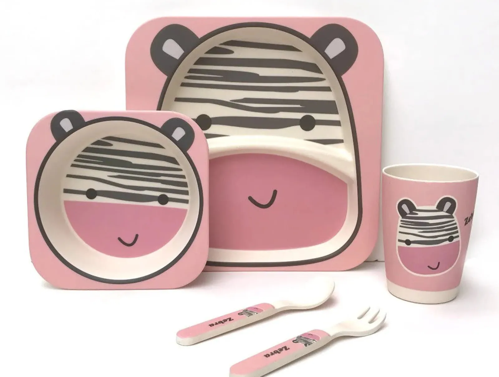 Little Helper Weaning & Feeding | Dishwasher-Safe Eco Conscious Bamboo Weaning Set | Infant Feeding Set | Animal Designs