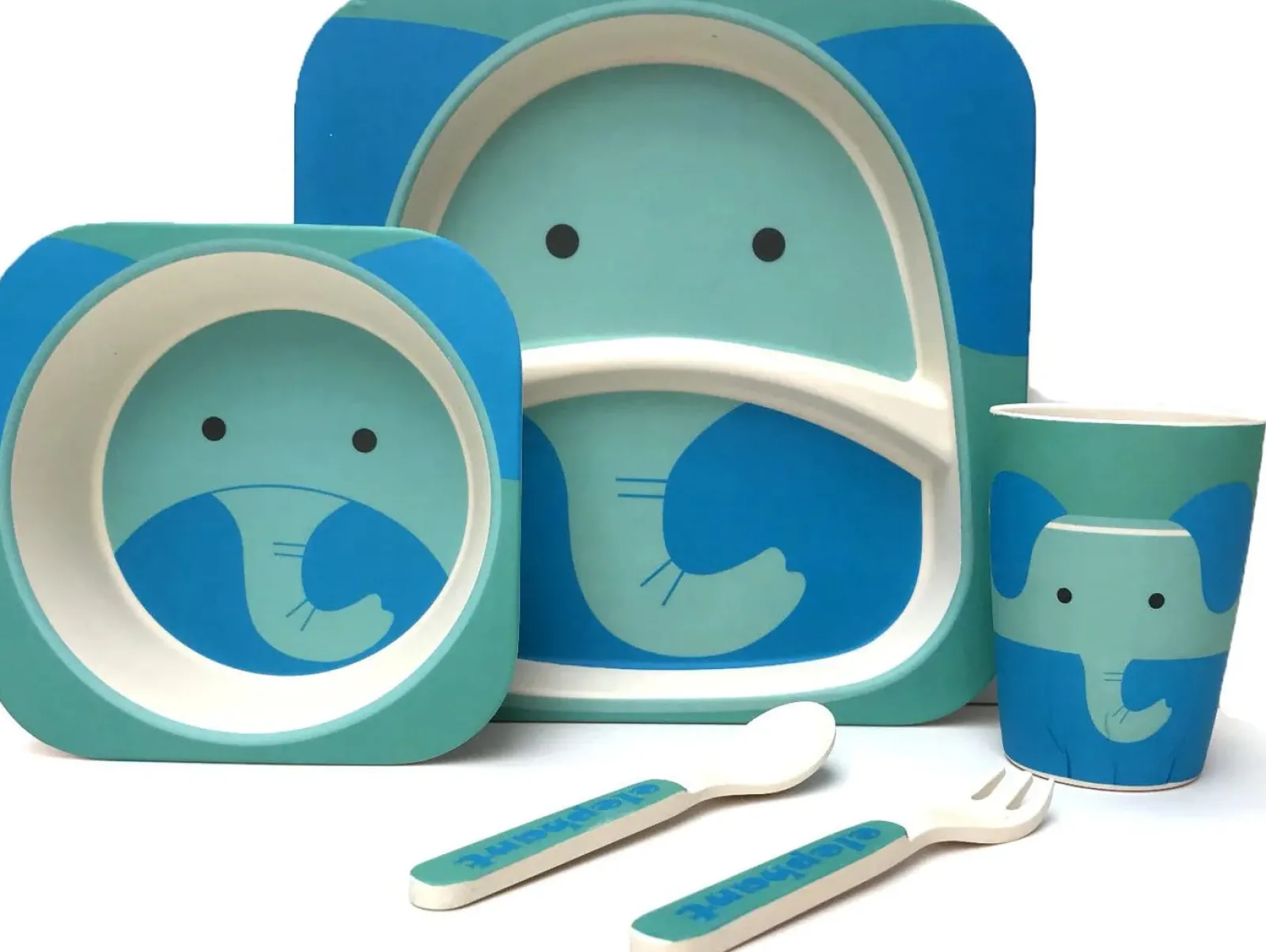 Little Helper Weaning & Feeding | Dishwasher-Safe Eco Conscious Bamboo Weaning Set | Infant Feeding Set | Animal Designs