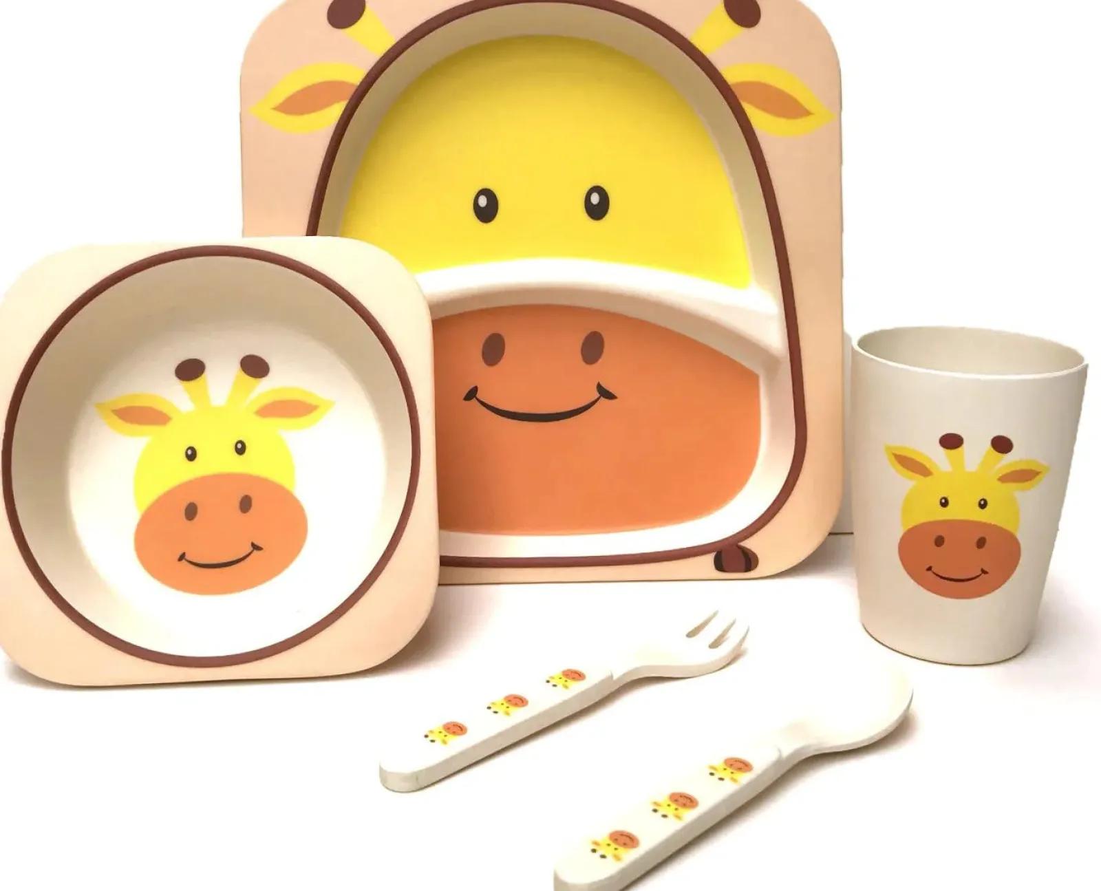 Little Helper Weaning & Feeding | Dishwasher-Safe Eco Conscious Bamboo Weaning Set | Infant Feeding Set | Animal Designs