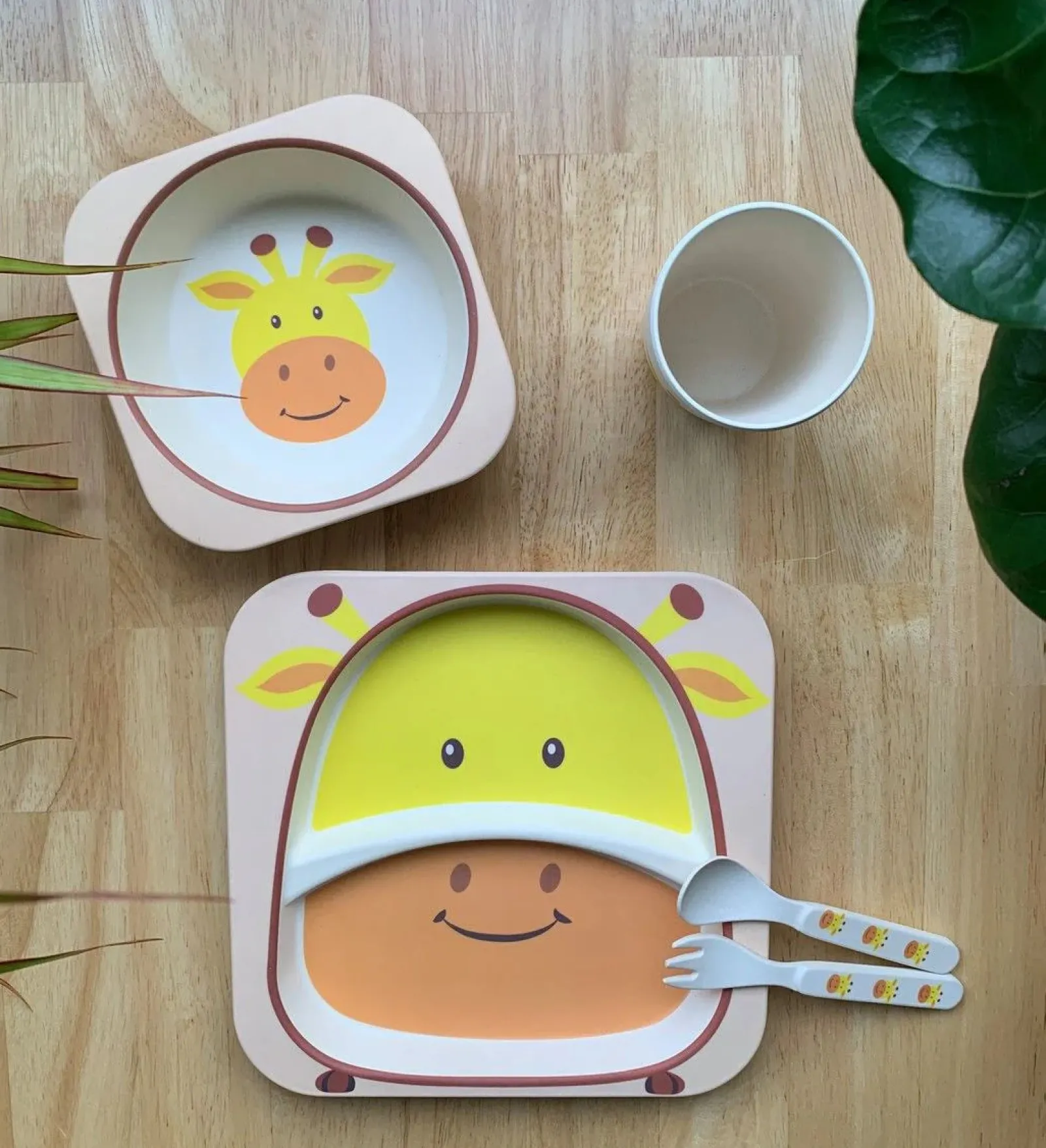 Little Helper Weaning & Feeding | Dishwasher-Safe Eco Conscious Bamboo Weaning Set | Infant Feeding Set | Animal Designs
