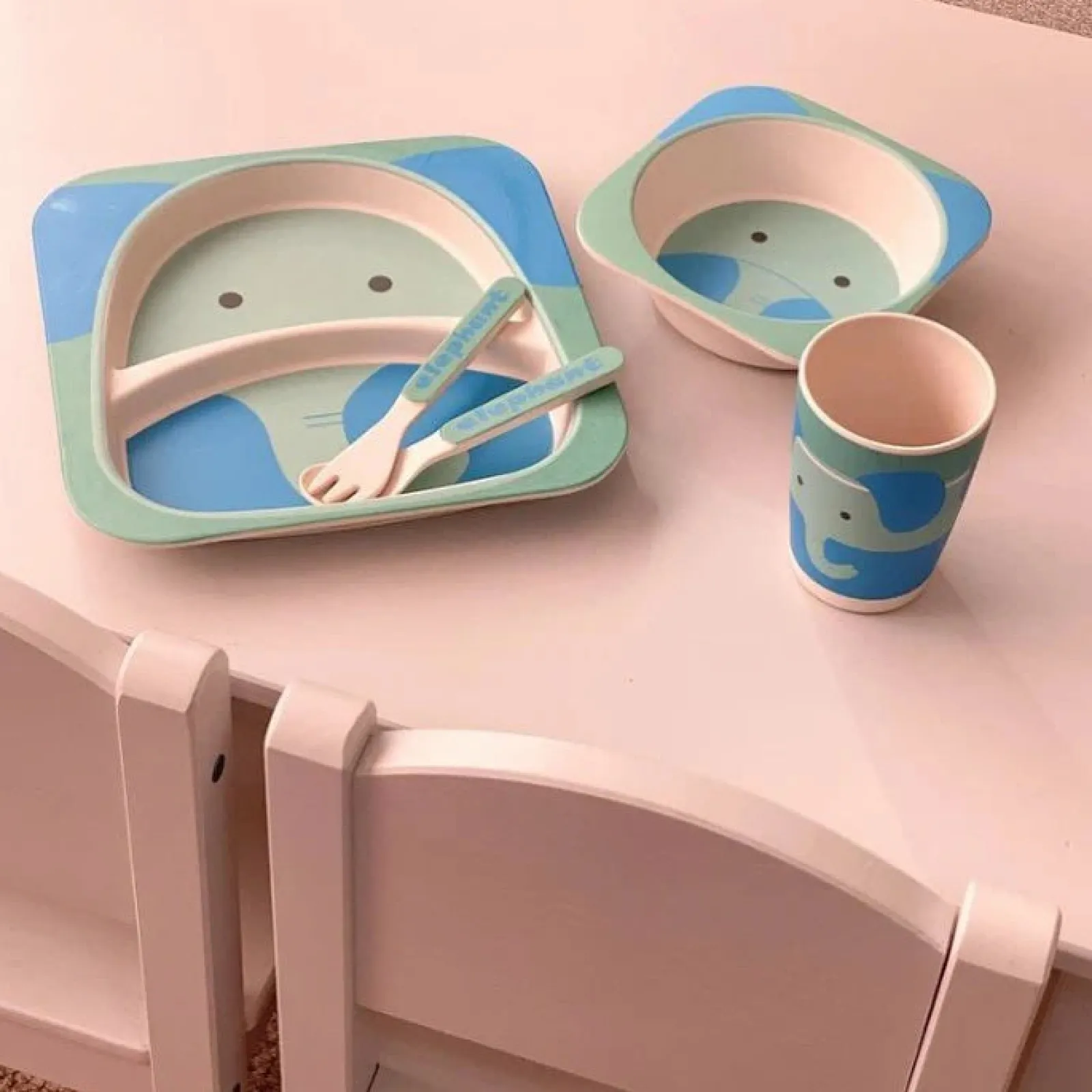 Little Helper Weaning & Feeding | Dishwasher-Safe Eco Conscious Bamboo Weaning Set | Infant Feeding Set | Animal Designs