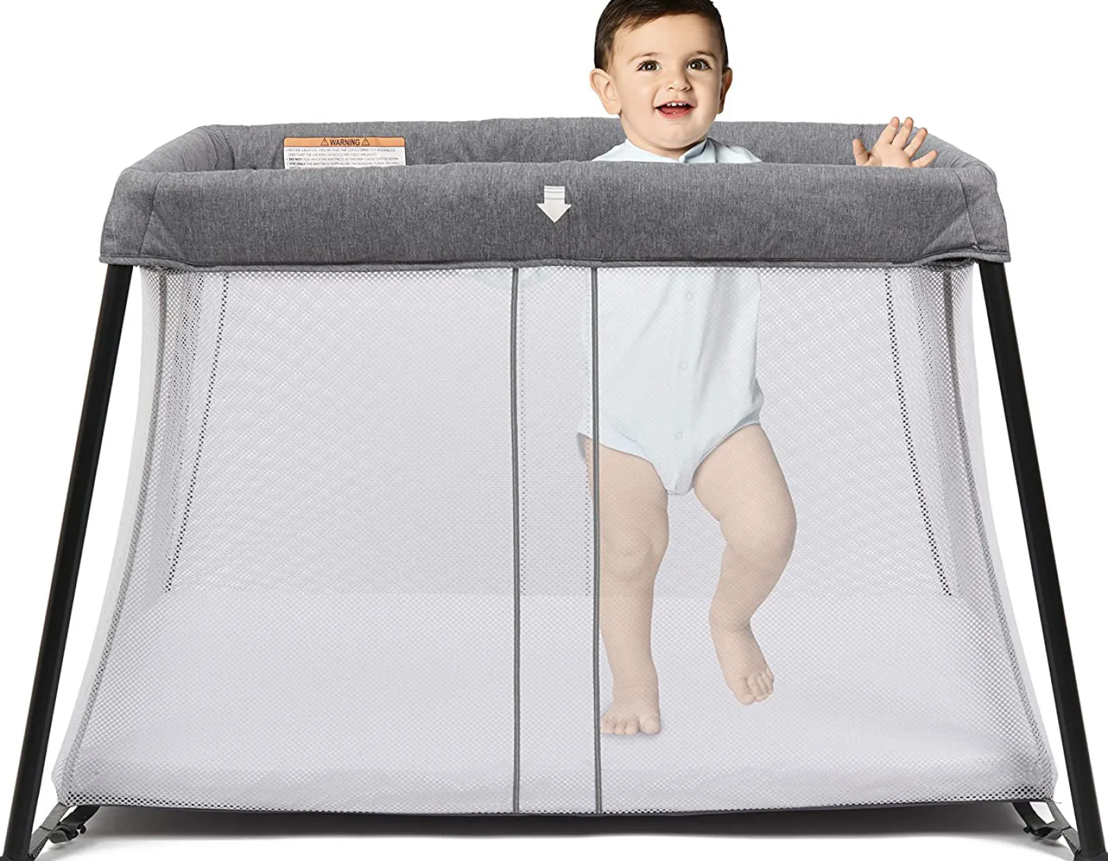 Little Helper Baby Playpens | Travel Cots & Travel Beds | Easy Assembly 2-in-1 Lightweight Portable Baby Playpen & Travel Cot | Thick Mattress, Sheet & Carry Bag | Grey | 0-36m