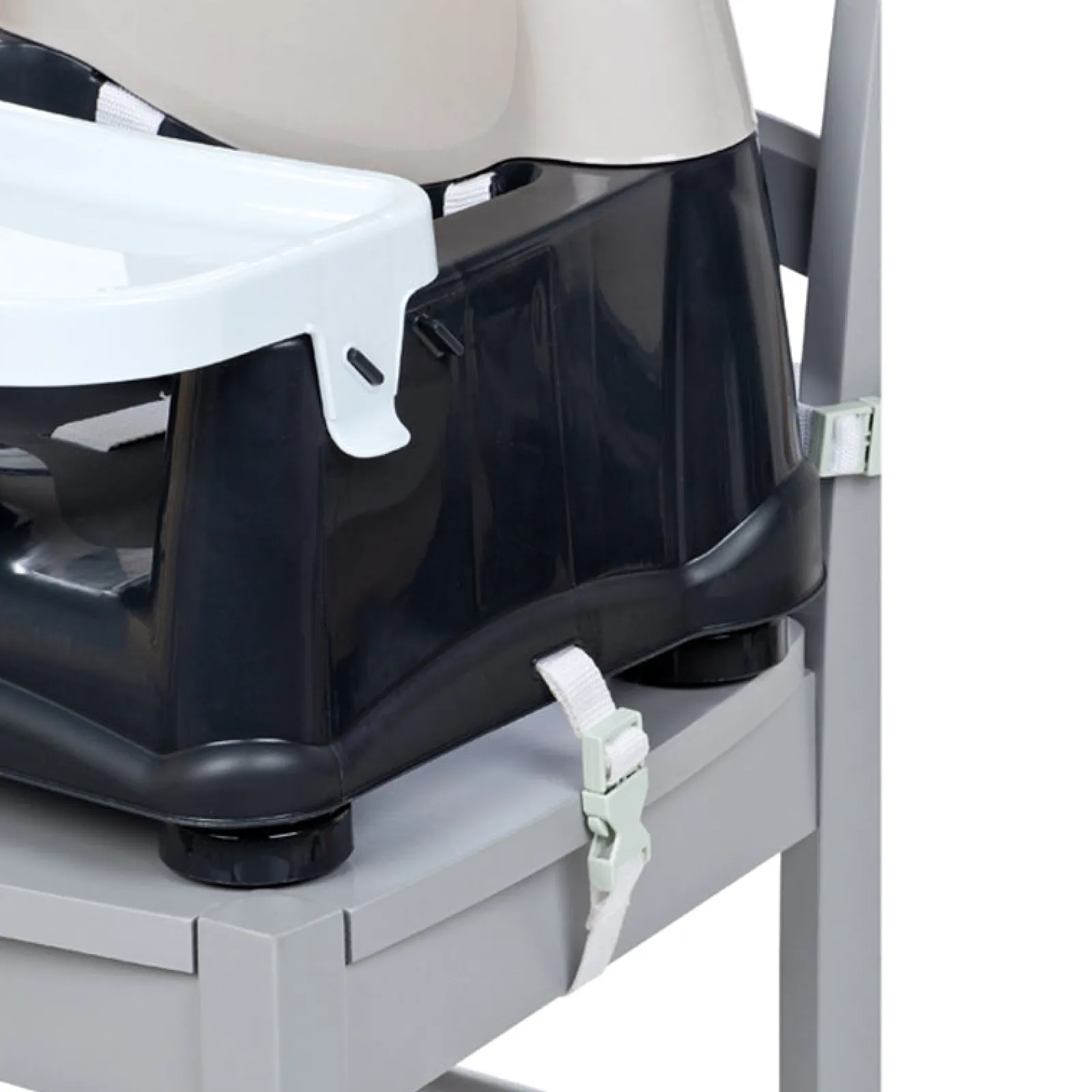 Little Helper Booster Seats & Support Seats | Easy Care Swing Tray Baby Booster Seat with Tray | Feeding Seat | Grey, Black & White