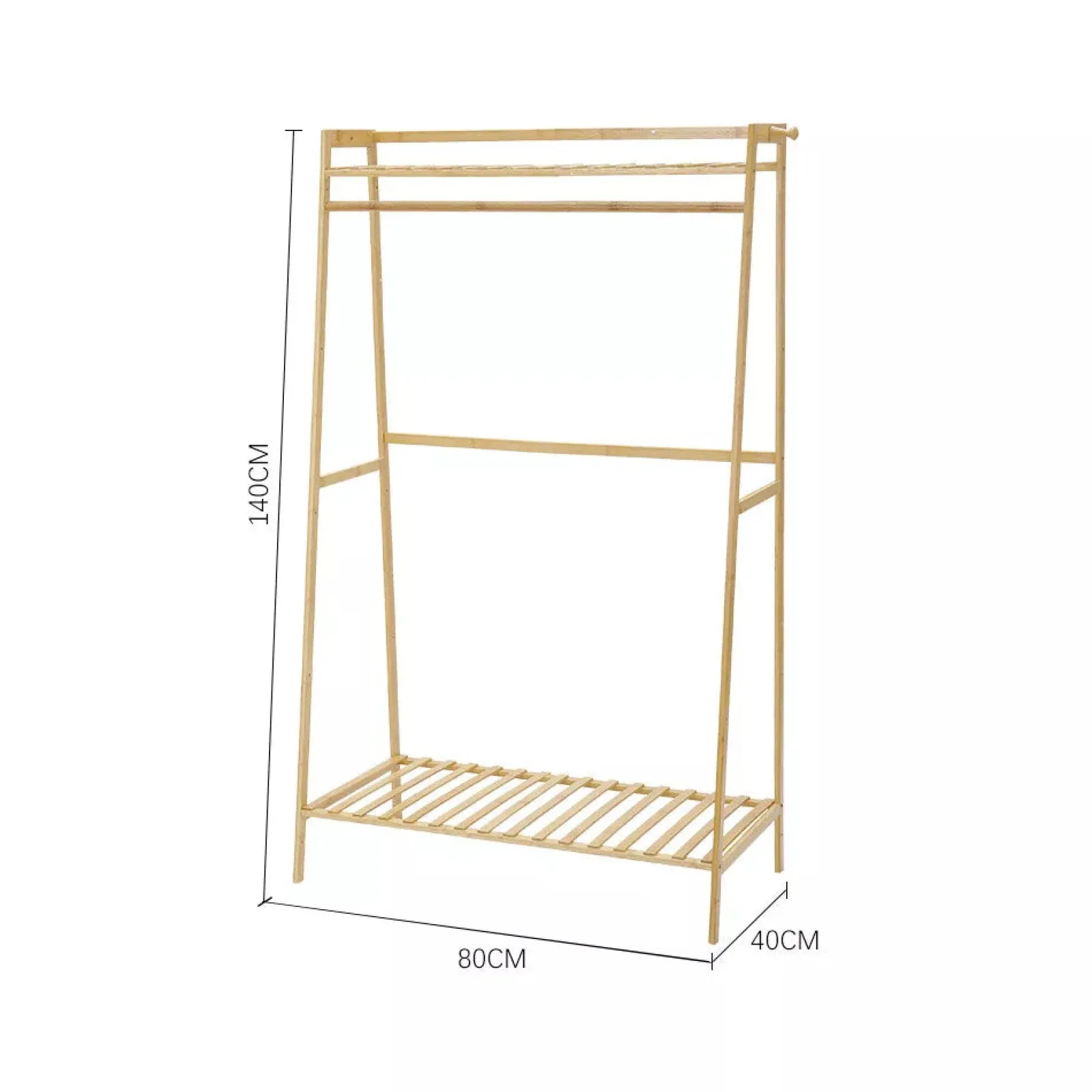 Little Helper Role Play Toys & Pretend Play | Clothes Rail & Dressing Up Rails | Eco 100% Bamboo Wood | Clothes Rail | Clothes Rack | 2 Shelves & Side Hooks | Natural | 1.4m High