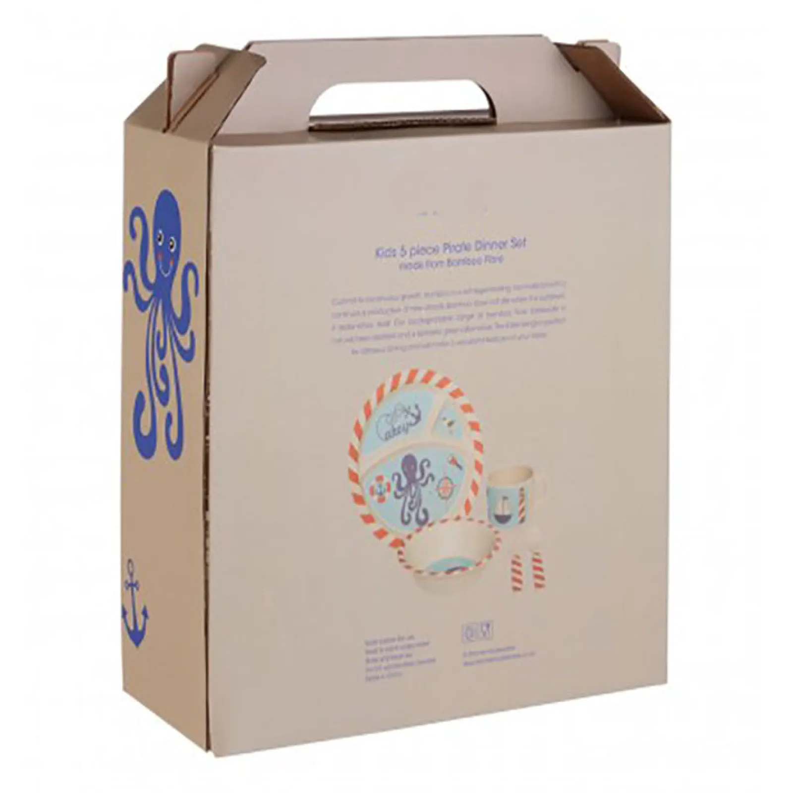 Little Helper Weaning & Feeding | Eco Conscious Bamboo Baby & Toddler Feeding Set | 5 Piece Set | Nautical Design