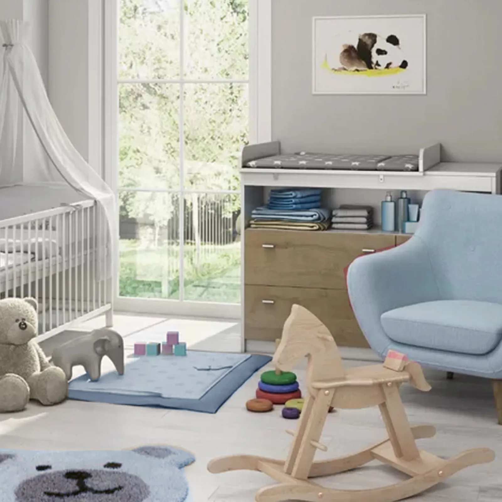 Little Helper Changing Units & Changing Tables & Dressers | Eco Conscious Sonoma Oak Wood Baby Changing Unit | Storage Pockets | Cupboard & 2 Drawers | Removable Topper | White & Oak