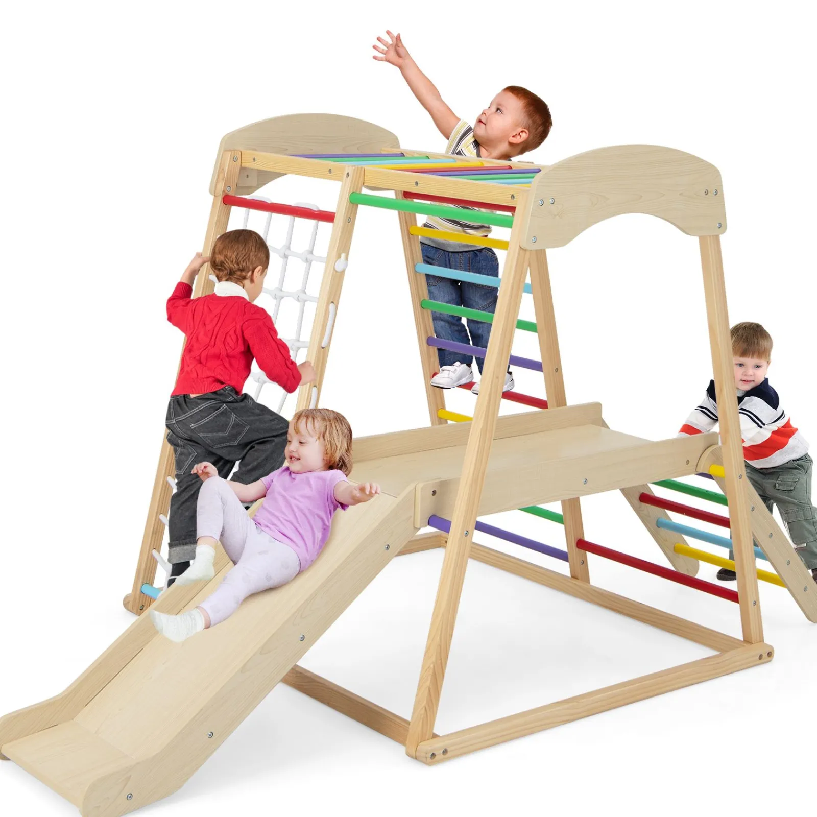 Little Helper Kids Climbing Frames & Activity Toys | Montessori Toys & Products | Eco Conscious Wooden 6-in-1 Indoor Jungle Gym | Kids Playground Climber | Slide | 12m+