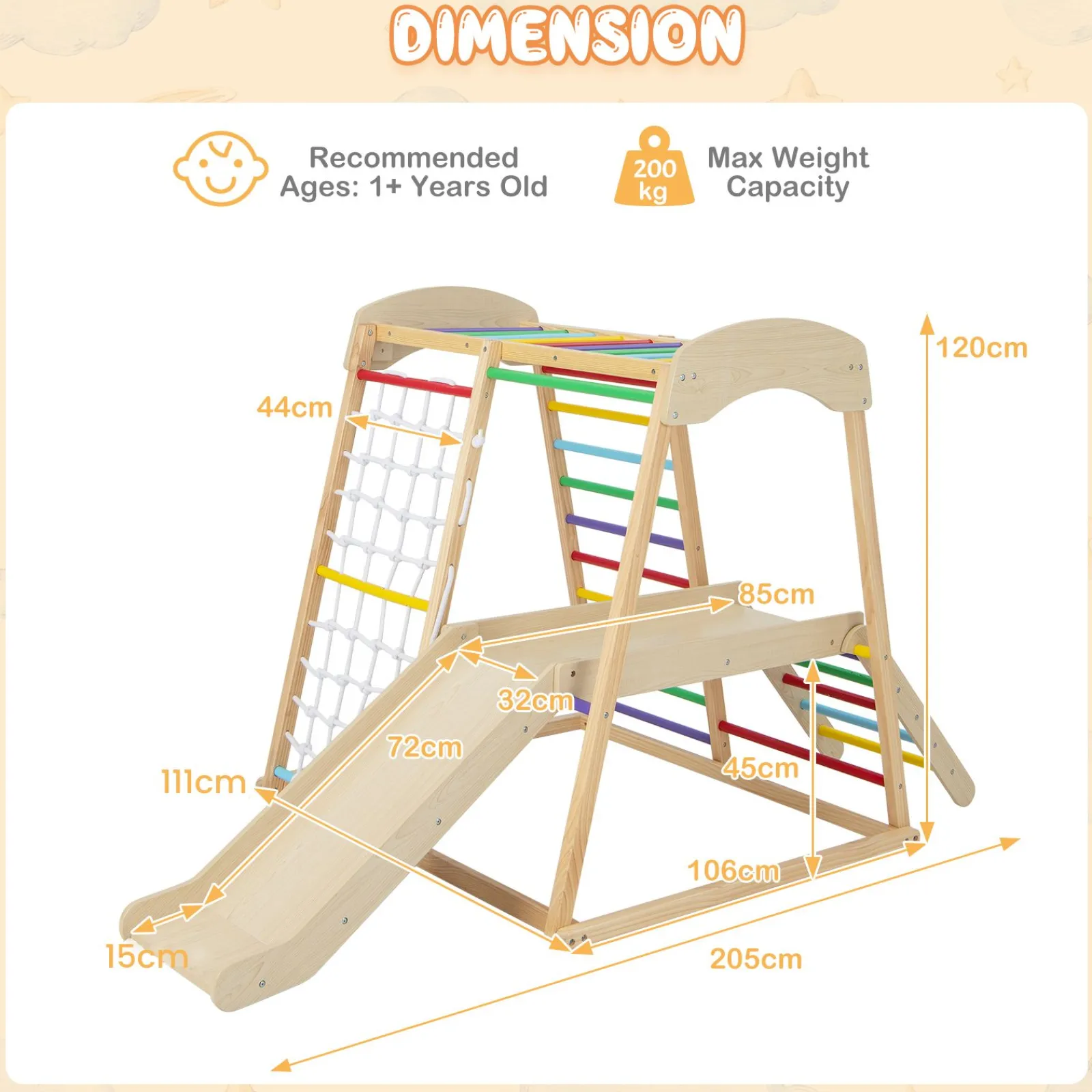 Little Helper Kids Climbing Frames & Activity Toys | Montessori Toys & Products | Eco Conscious Wooden 6-in-1 Indoor Jungle Gym | Kids Playground Climber | Slide | 12m+