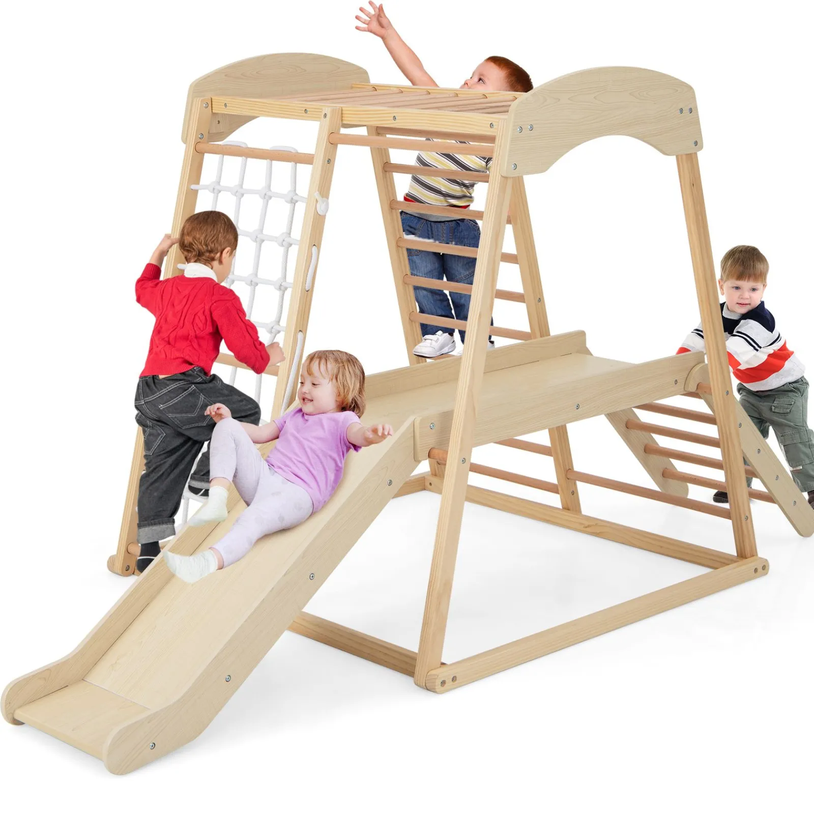 Little Helper Kids Climbing Frames & Activity Toys | Montessori Toys & Products | Eco Conscious Wooden 6-in-1 Indoor Jungle Gym | Kids Playground Climber | Slide | 12m+