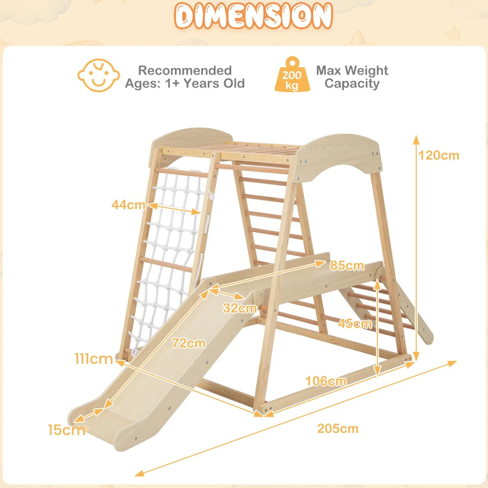 Little Helper Kids Climbing Frames & Activity Toys | Montessori Toys & Products | Eco Conscious Wooden 6-in-1 Indoor Jungle Gym | Kids Playground Climber | Slide | 12m+