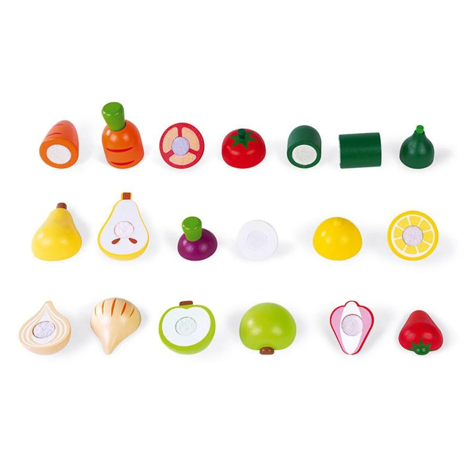 Little Helper Wooden Toys & Educational Toys | Role Play Toys & Pretend Play | 100% Eco Deluxe Kids Montessori Fruit Veg Play Food Set | Mini Colander | Kiddy Knife | Chopping Board & Crate