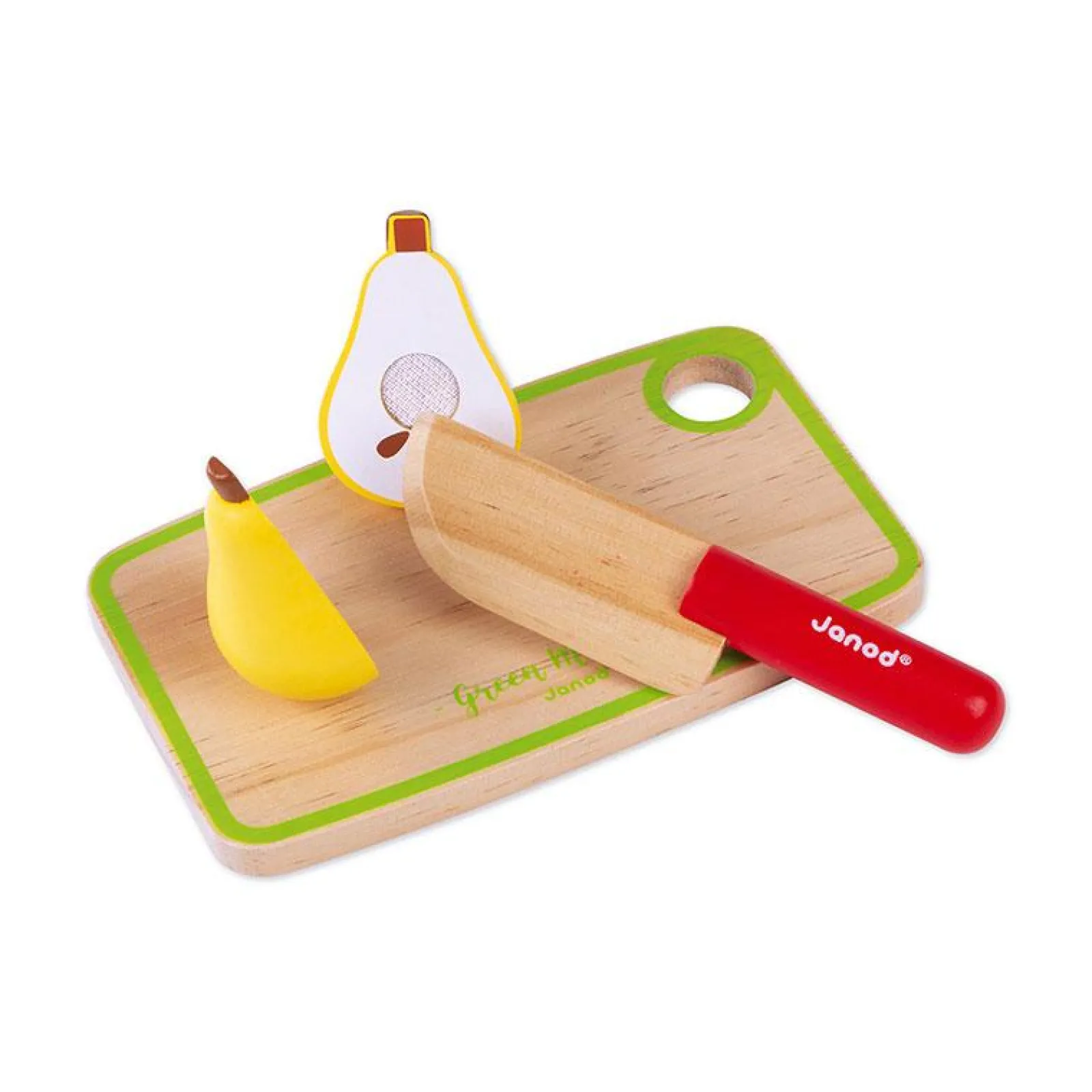 Little Helper Wooden Toys & Educational Toys | Role Play Toys & Pretend Play | 100% Eco Deluxe Kids Montessori Fruit Veg Play Food Set | Mini Colander | Kiddy Knife | Chopping Board & Crate
